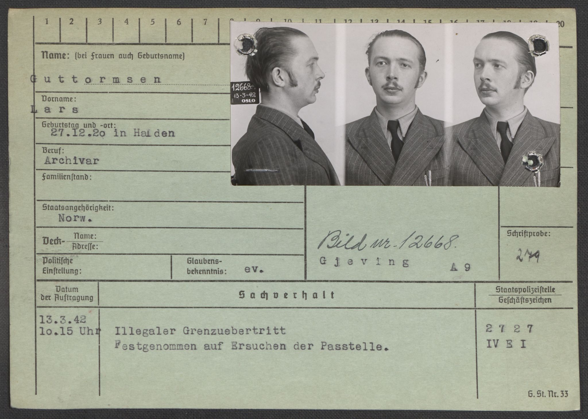 Befehlshaber der Sicherheitspolizei und des SD, AV/RA-RAFA-5969/E/Ea/Eaa/L0003: Register over norske fanger i Møllergata 19: Eng-Hag, 1940-1945, p. 1330