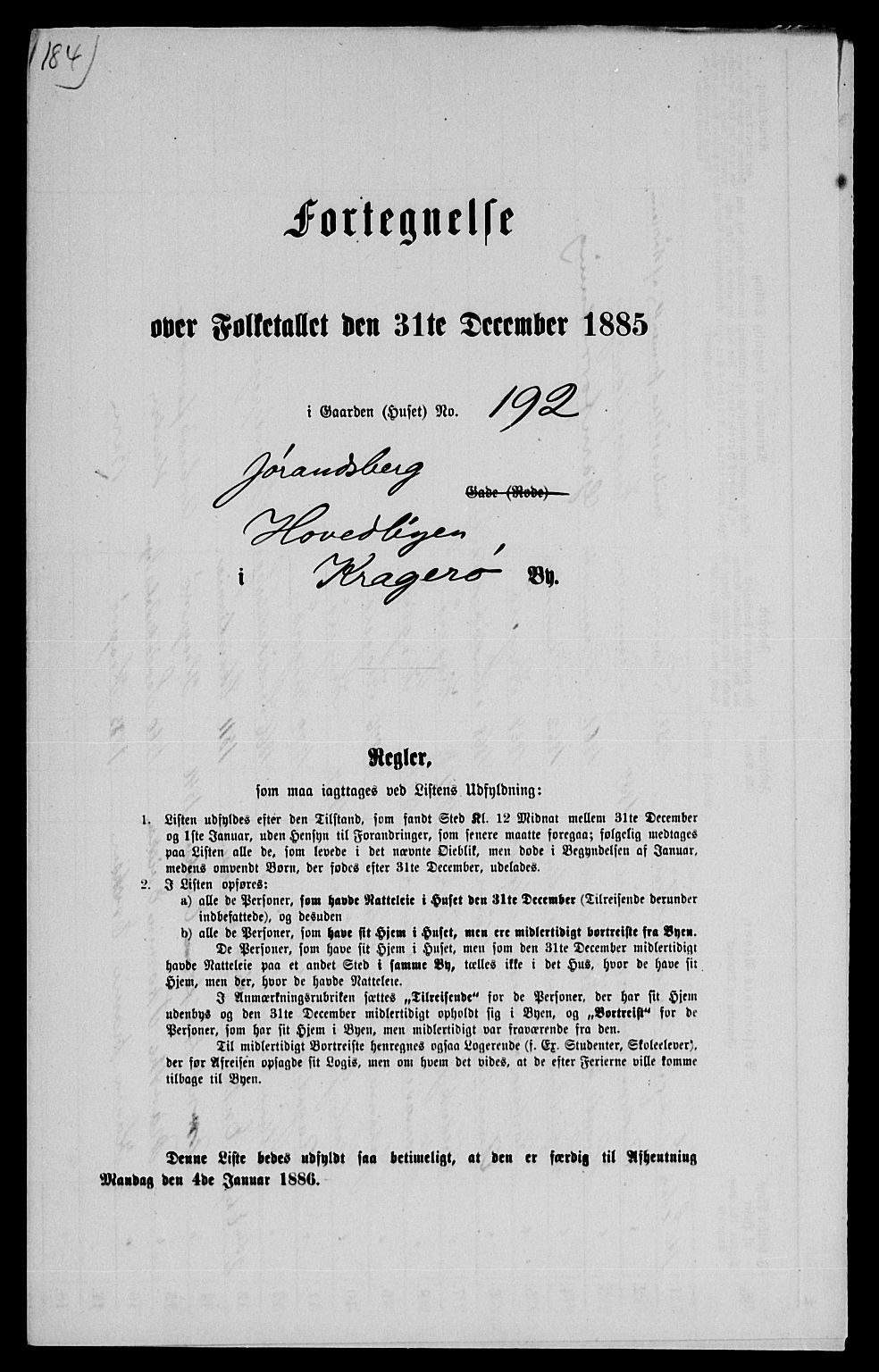 SAKO, 1885 census for 0801 Kragerø, 1885, p. 1398