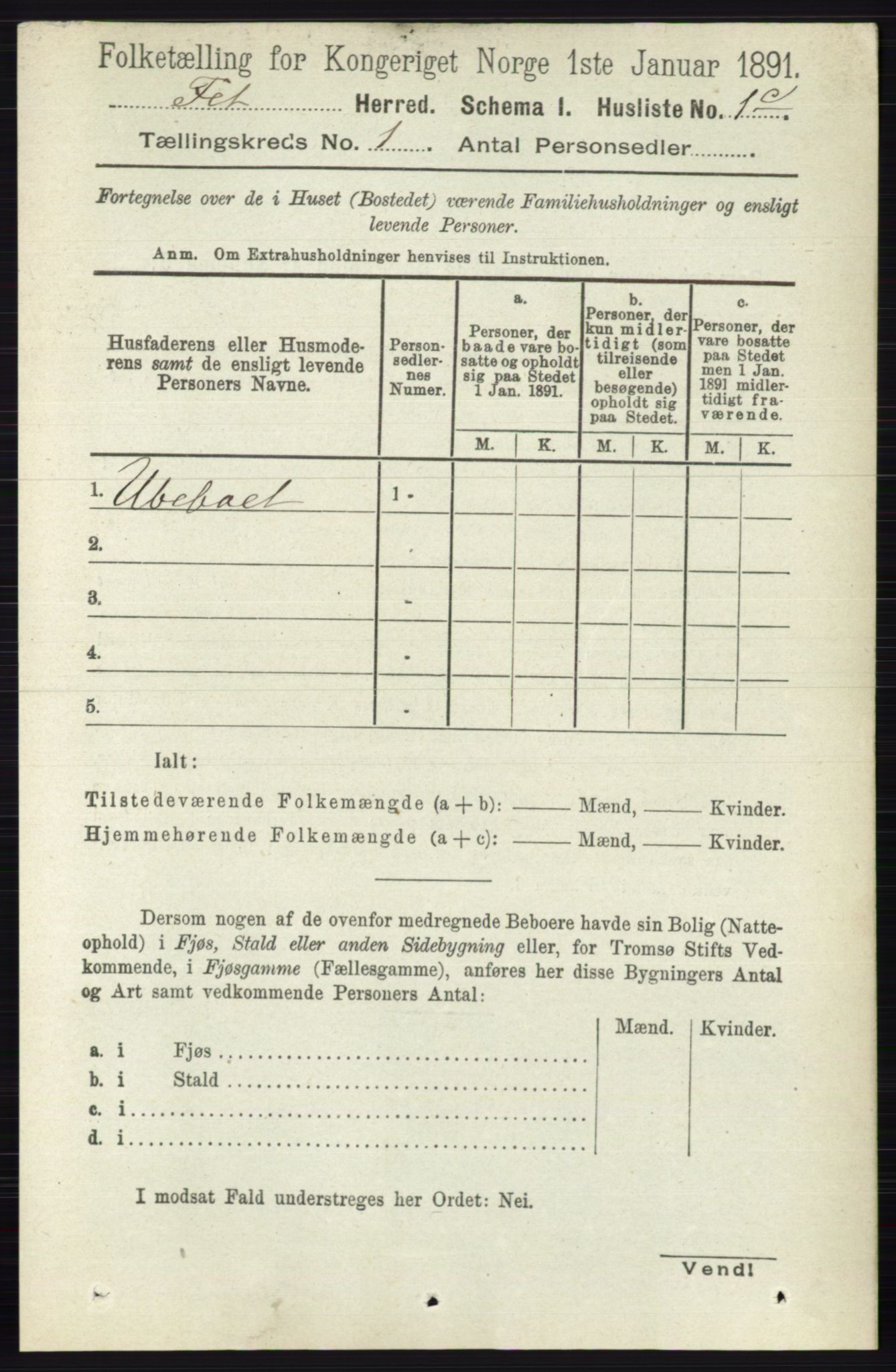 RA, 1891 census for 0227 Fet, 1891, p. 31