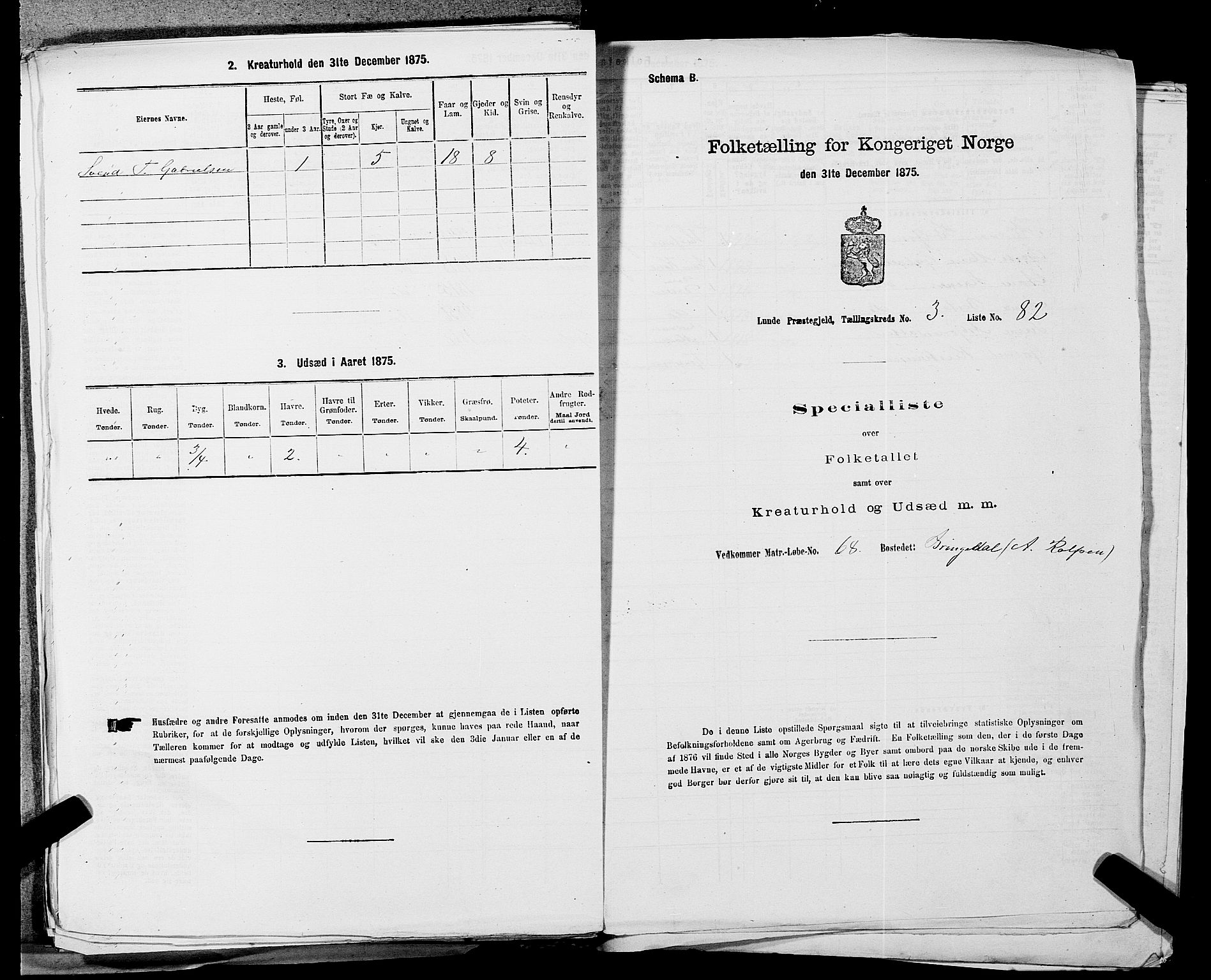 SAST, 1875 census for 1112P Lund, 1875, p. 326