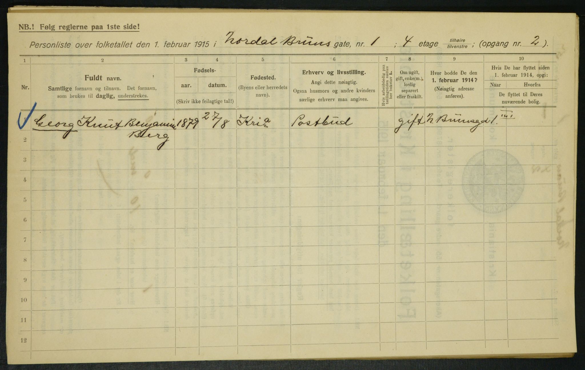 OBA, Municipal Census 1915 for Kristiania, 1915, p. 71558