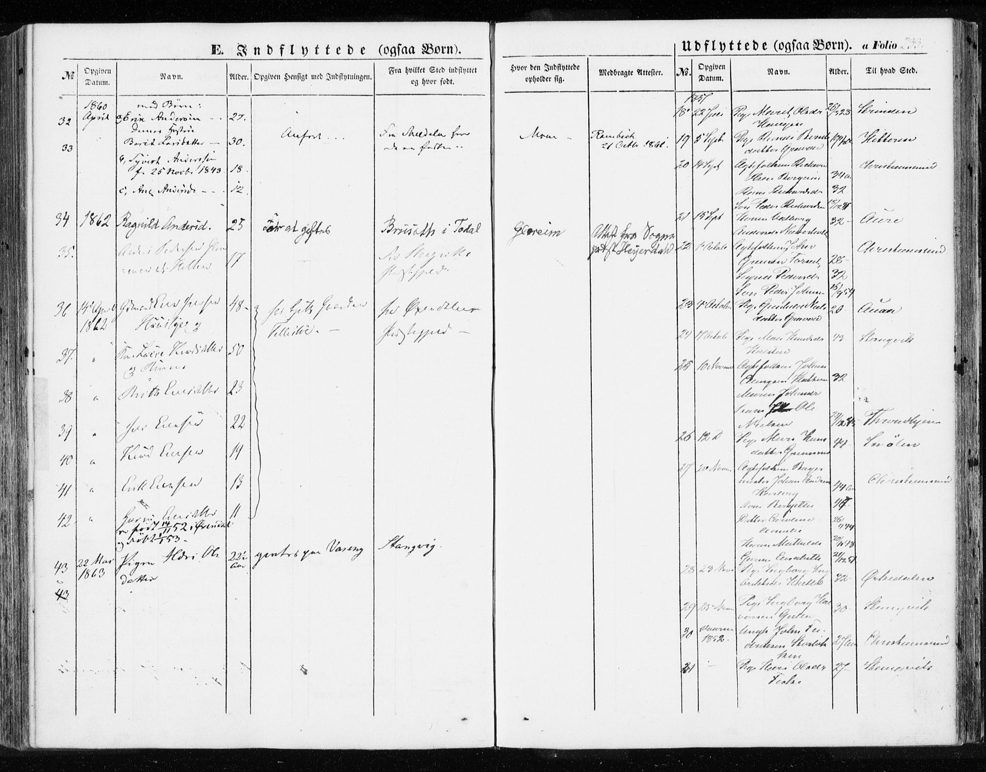 Ministerialprotokoller, klokkerbøker og fødselsregistre - Møre og Romsdal, SAT/A-1454/595/L1044: Parish register (official) no. 595A06, 1852-1863, p. 233