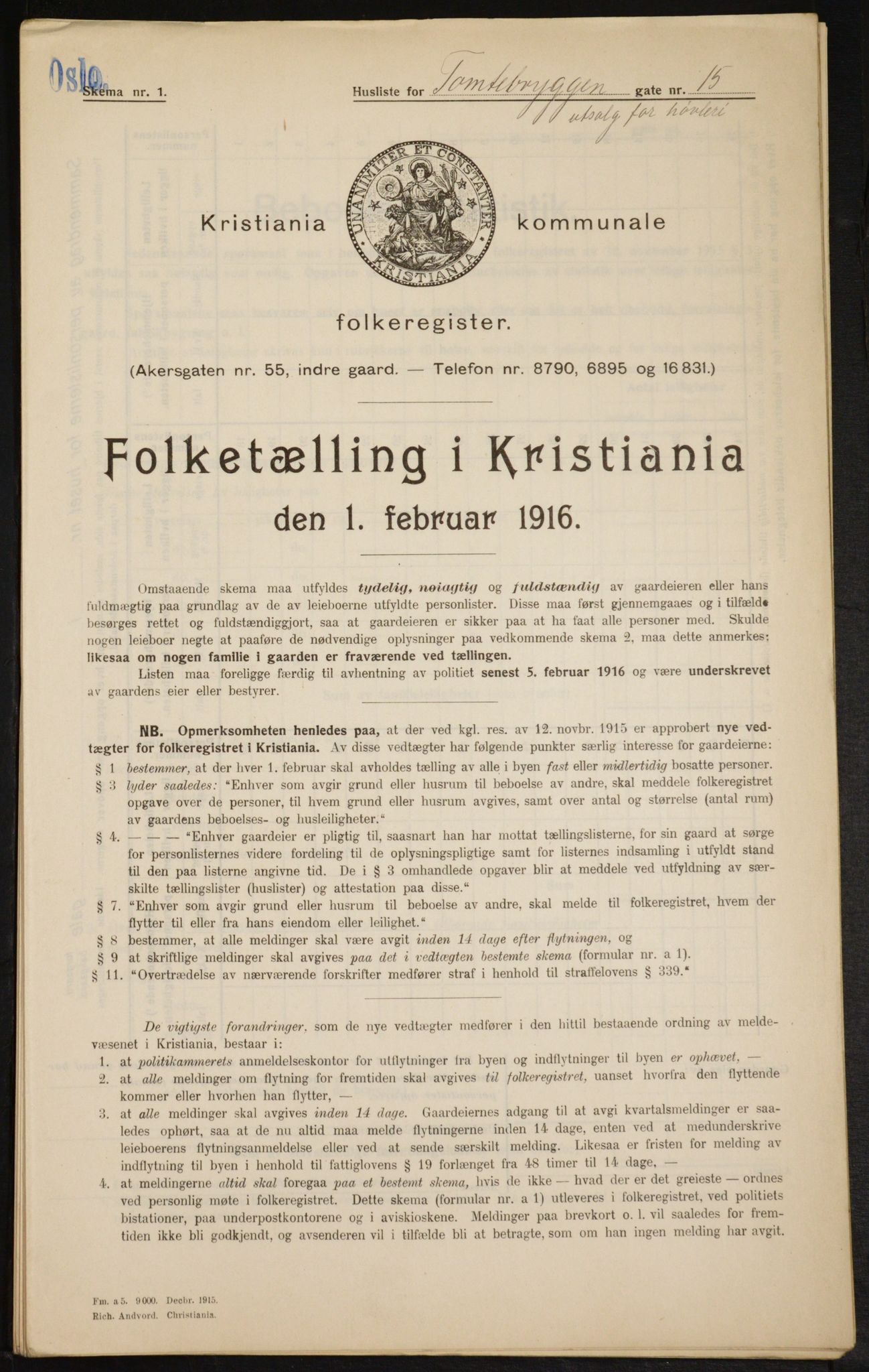 OBA, Municipal Census 1916 for Kristiania, 1916, p. 116629