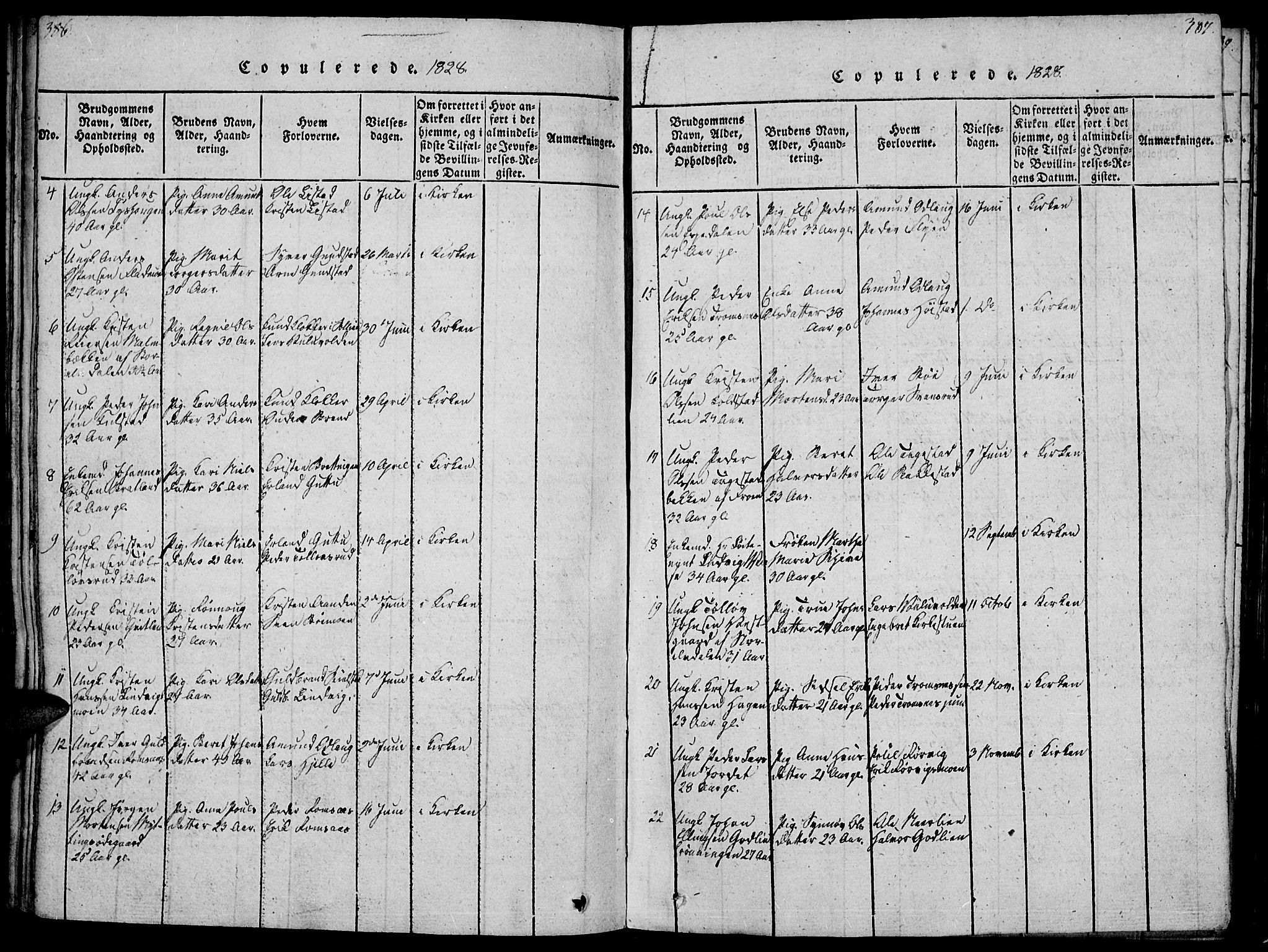 Ringebu prestekontor, SAH/PREST-082/H/Ha/Haa/L0004: Parish register (official) no. 4, 1821-1839, p. 386-387