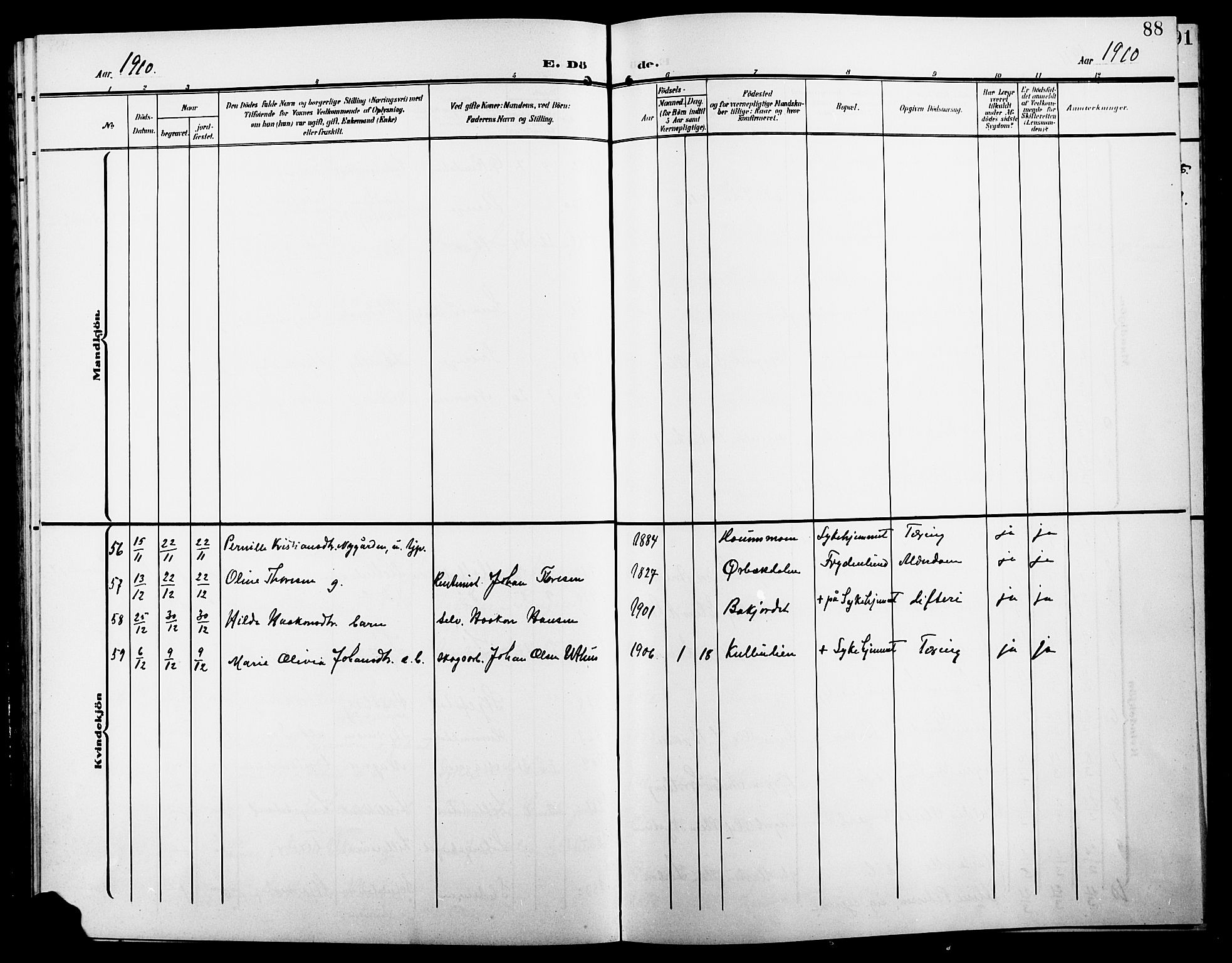 Elverum prestekontor, AV/SAH-PREST-044/H/Ha/Hab/L0009: Parish register (copy) no. 9, 1908-1921, p. 88