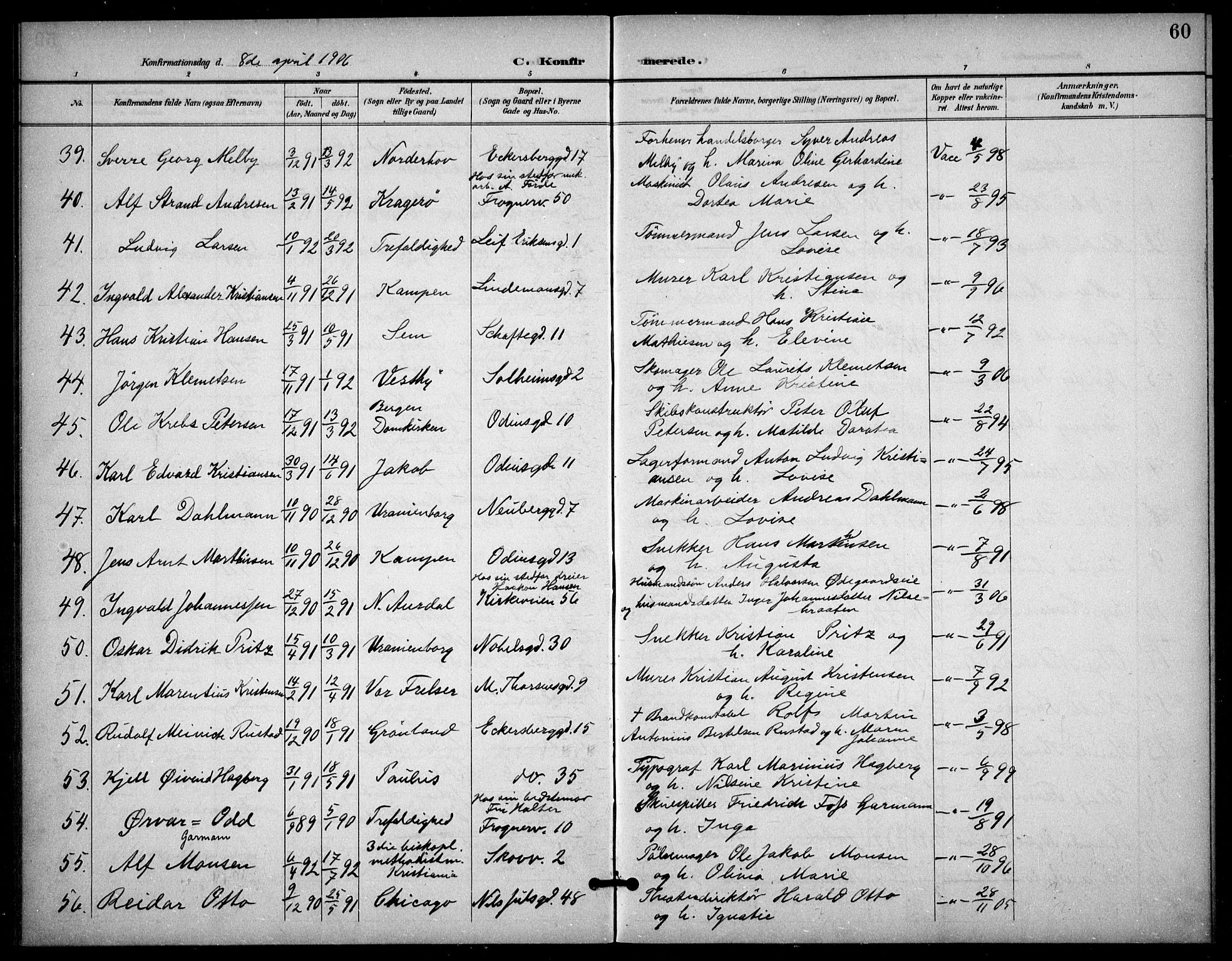 Frogner prestekontor Kirkebøker, AV/SAO-A-10886/F/Fa/L0001: Parish register (official) no. 1, 1898-1916, p. 60