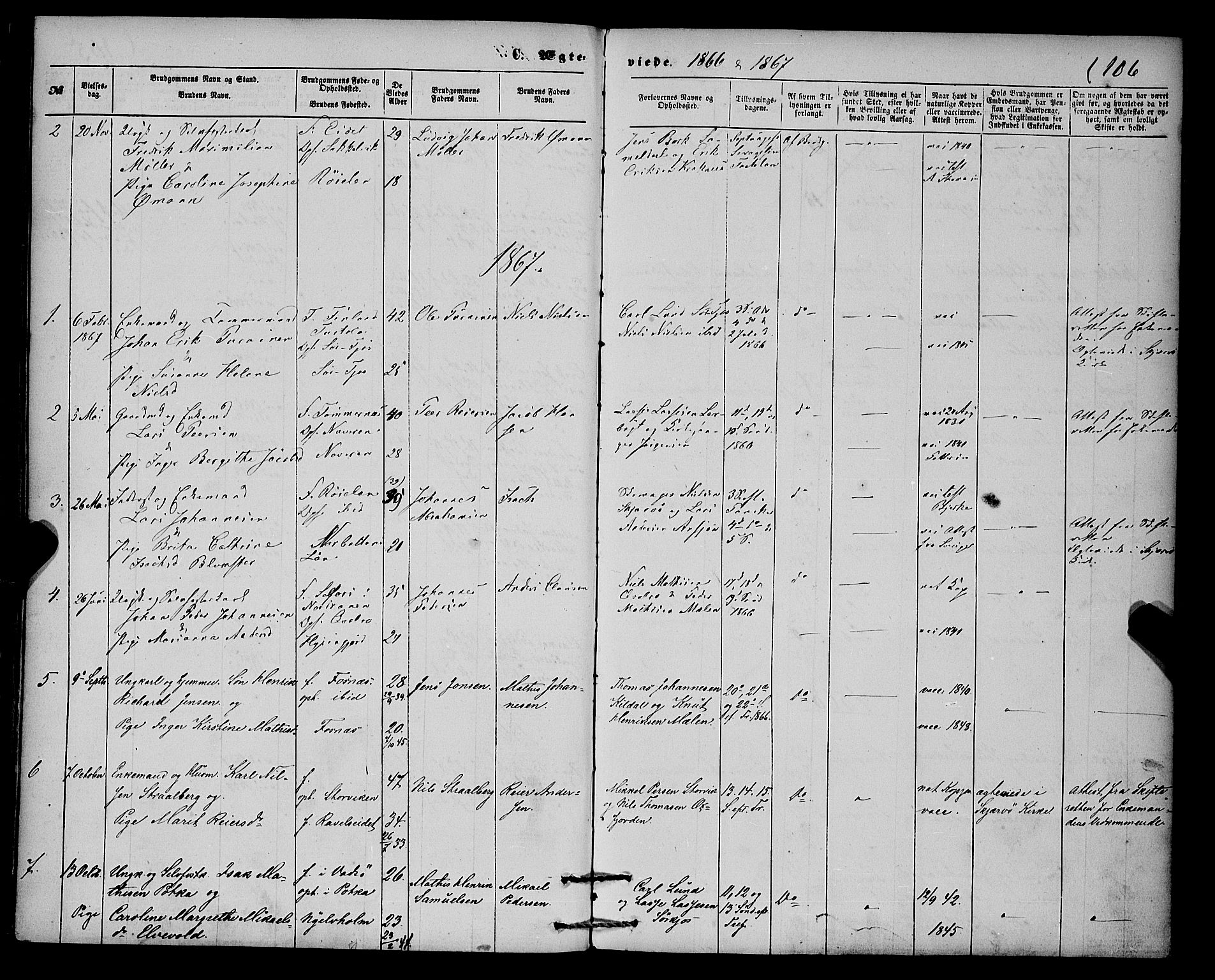Skjervøy sokneprestkontor, SATØ/S-1300/H/Ha/Haa/L0013kirke: Parish register (official) no. 13, 1863-1877, p. 106