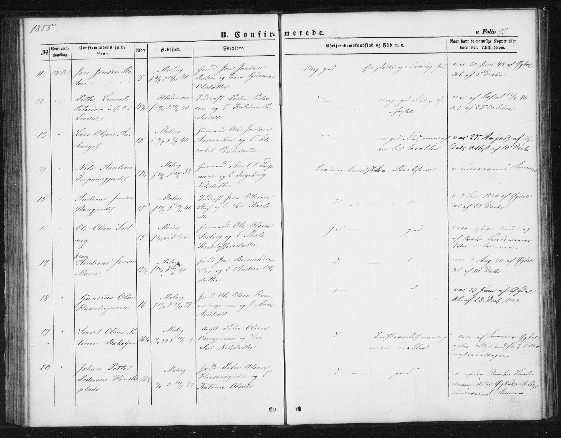 Ministerialprotokoller, klokkerbøker og fødselsregistre - Sør-Trøndelag, SAT/A-1456/616/L0407: Parish register (official) no. 616A04, 1848-1856, p. 95