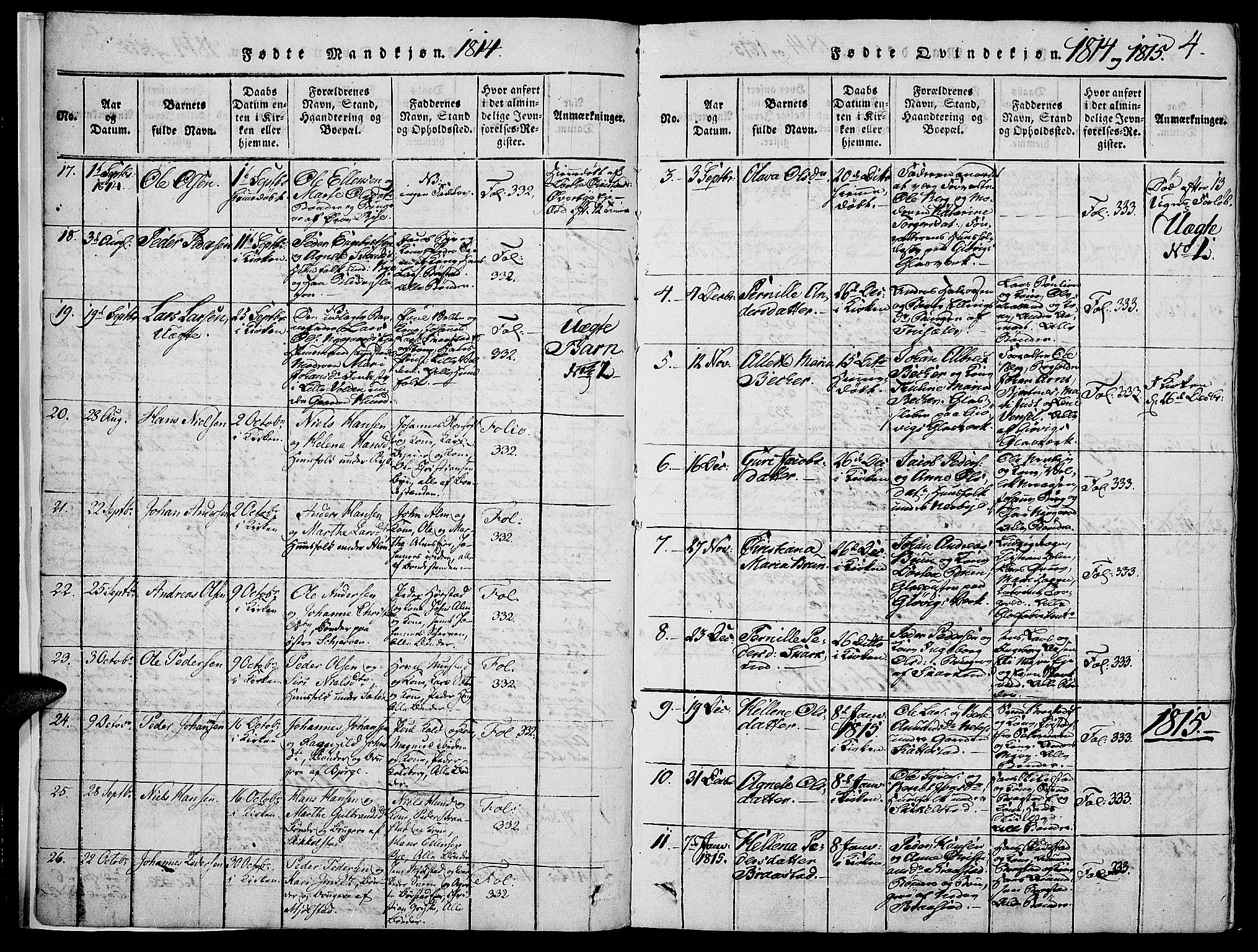 Vardal prestekontor, SAH/PREST-100/H/Ha/Haa/L0004: Parish register (official) no. 4, 1814-1831, p. 4