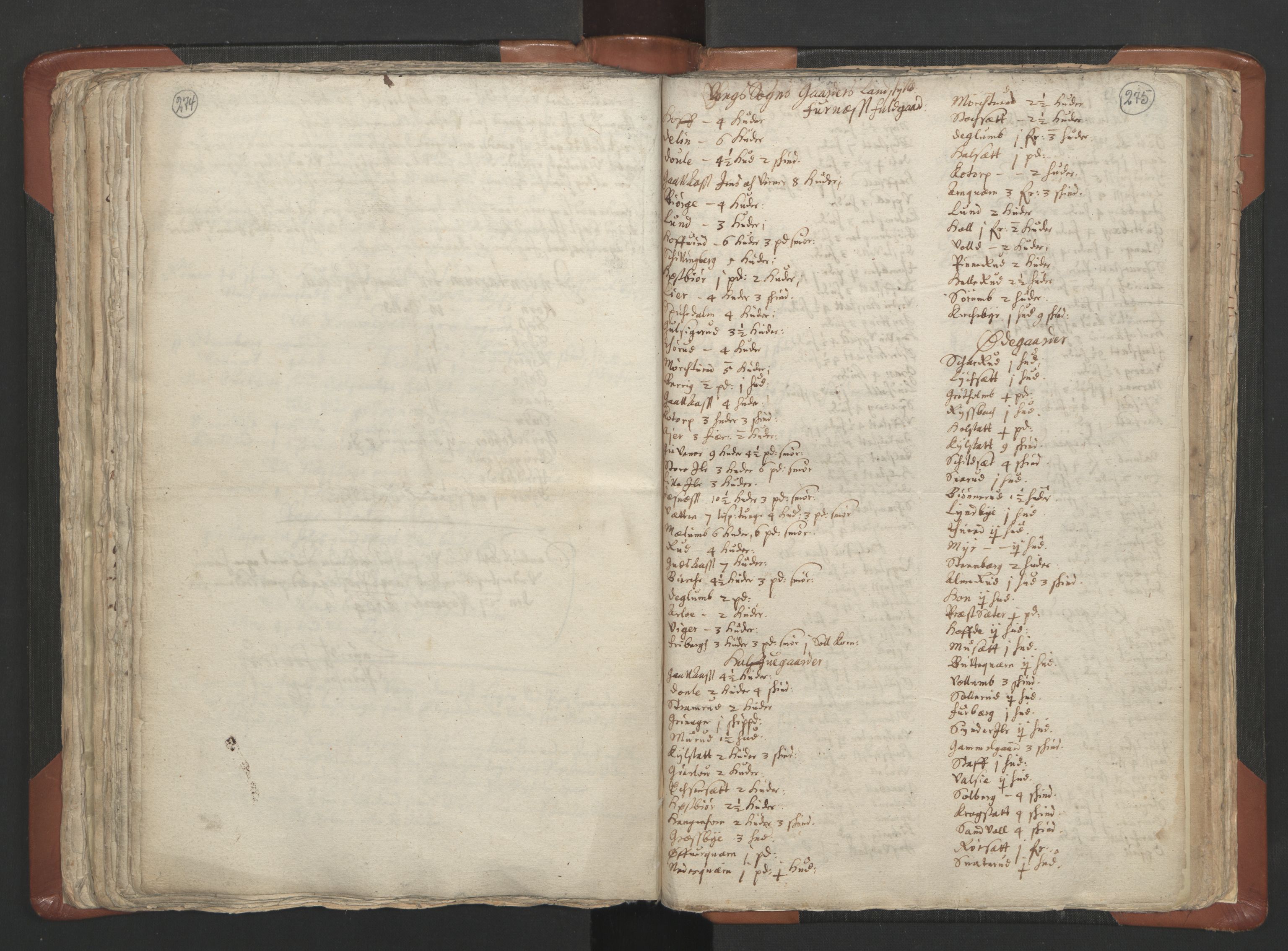 RA, Vicar's Census 1664-1666, no. 5: Hedmark deanery, 1664-1666, p. 274-275