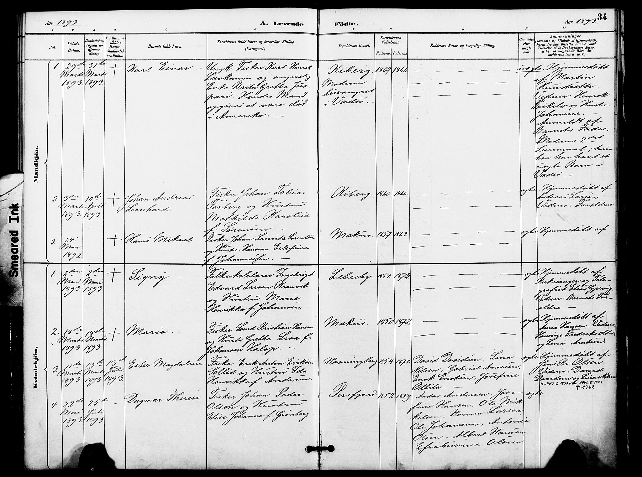 Vardø sokneprestkontor, SATØ/S-1332/H/Ha/L0009kirke: Parish register (official) no. 9, 1887-1898, p. 34