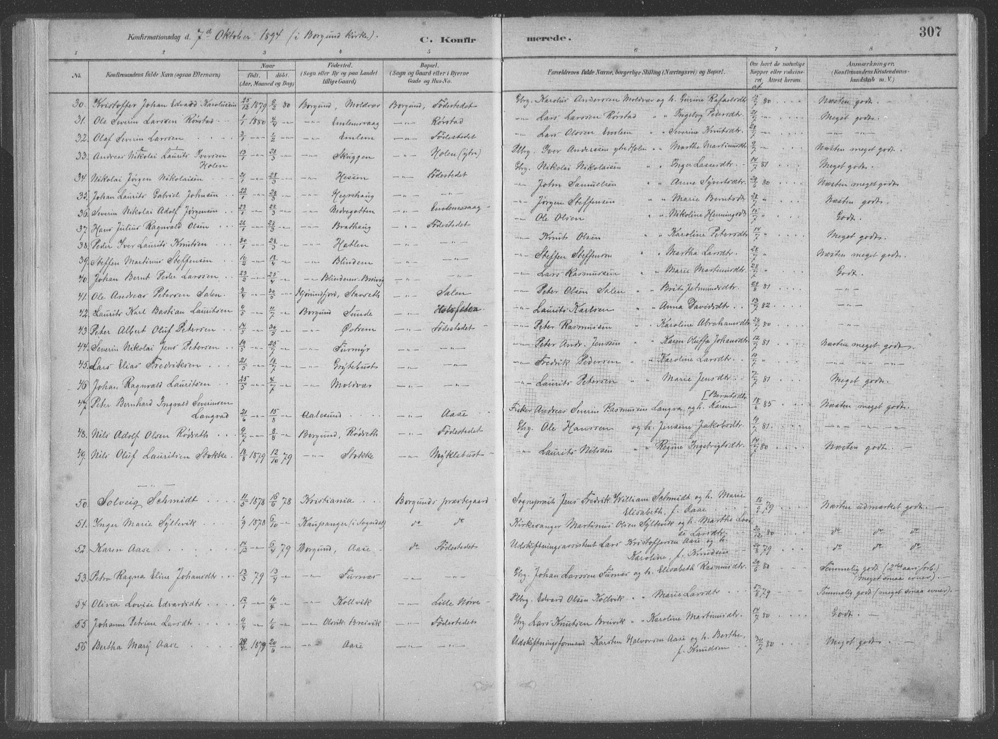 Ministerialprotokoller, klokkerbøker og fødselsregistre - Møre og Romsdal, AV/SAT-A-1454/528/L0402: Parish register (official) no. 528A12II, 1880-1903, p. 307