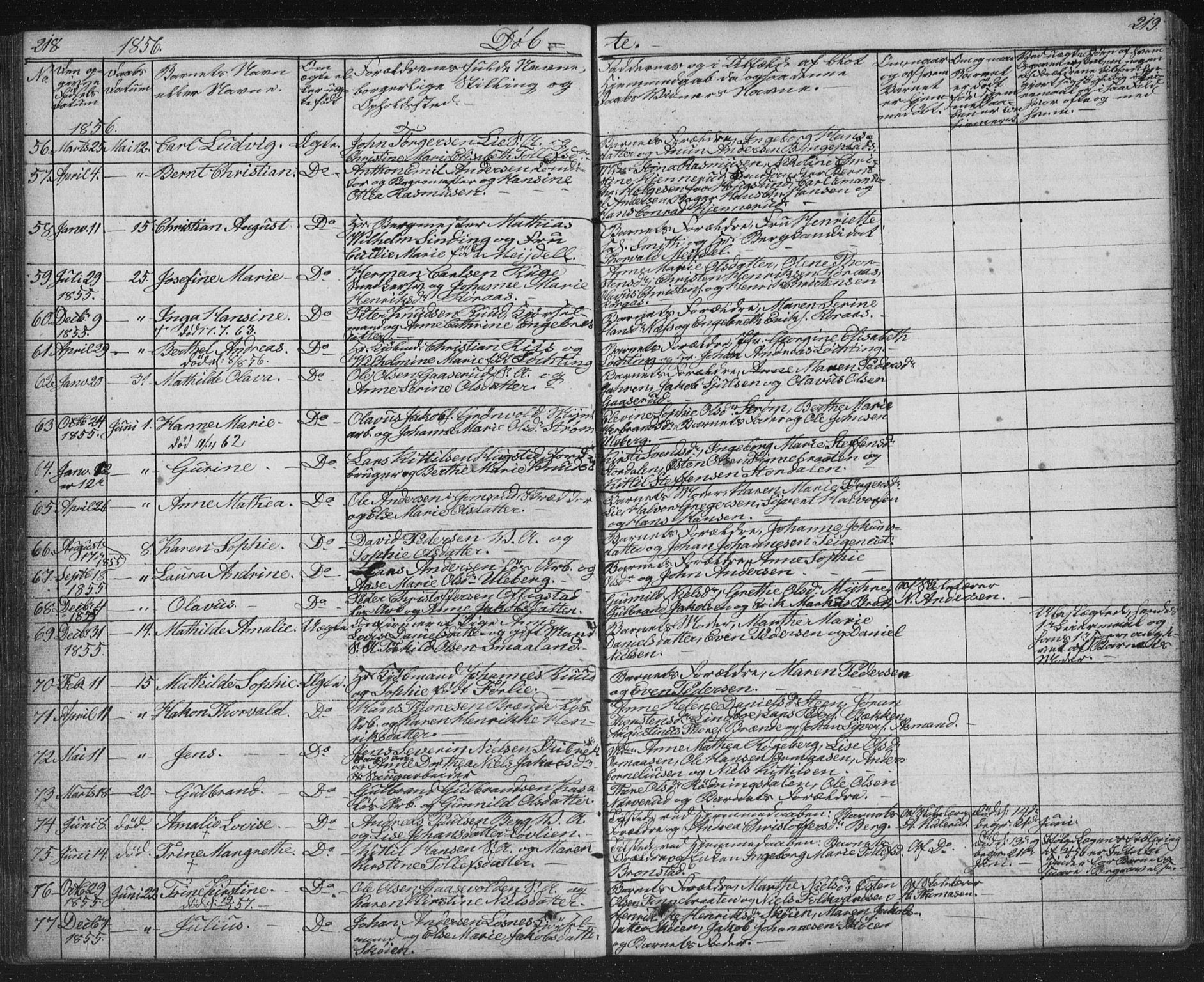 Kongsberg kirkebøker, SAKO/A-22/G/Ga/L0002: Parish register (copy) no. 2, 1839-1858, p. 218-219