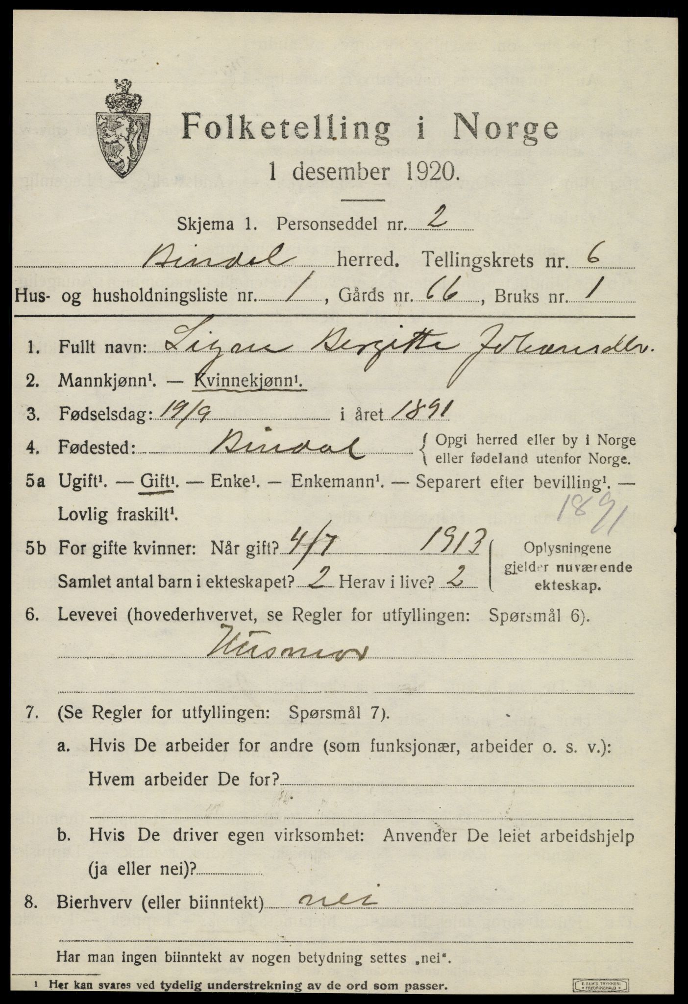 SAT, 1920 census for Bindal, 1920, p. 4759