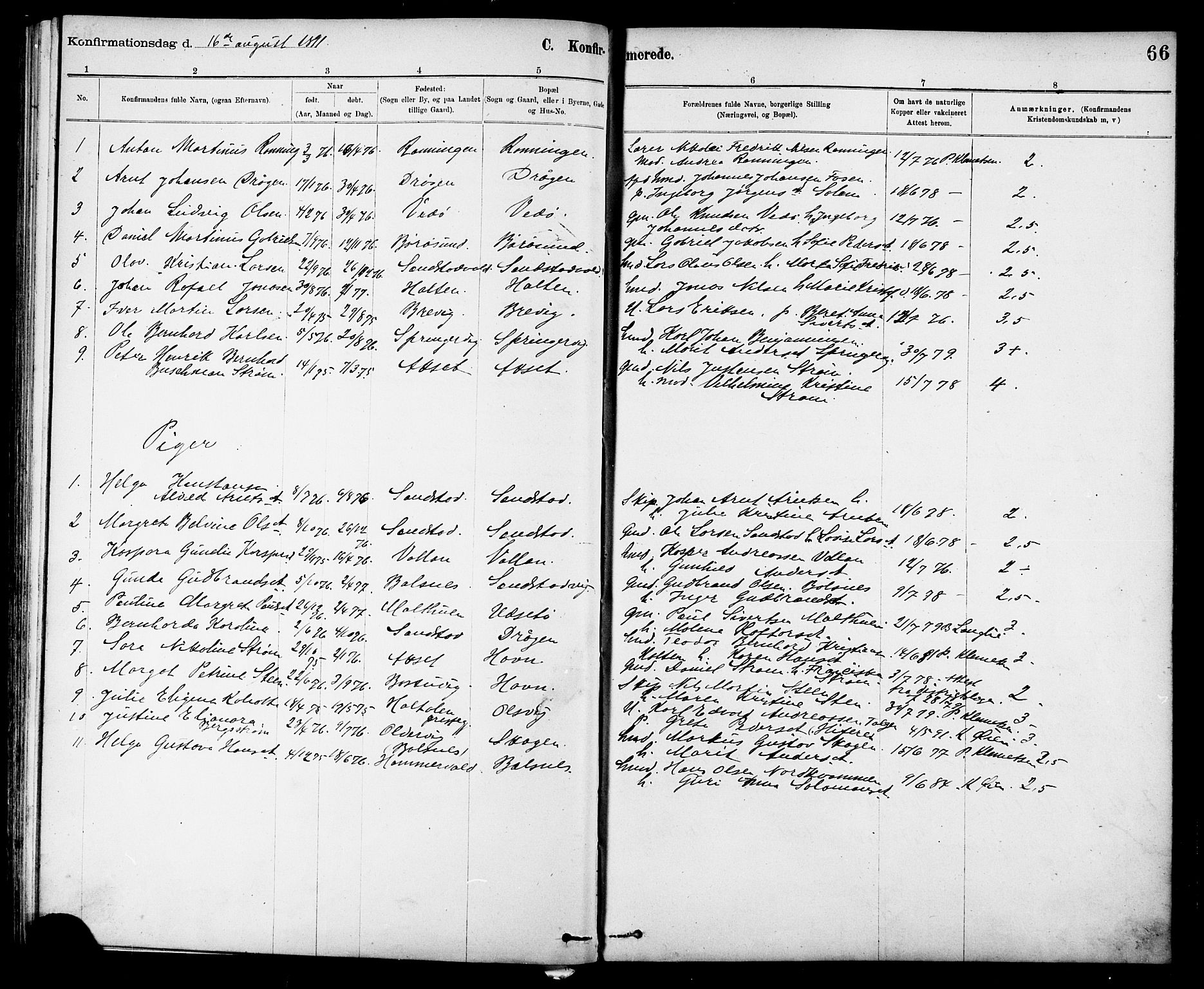 Ministerialprotokoller, klokkerbøker og fødselsregistre - Sør-Trøndelag, SAT/A-1456/639/L0573: Parish register (copy) no. 639C01, 1890-1905, p. 66