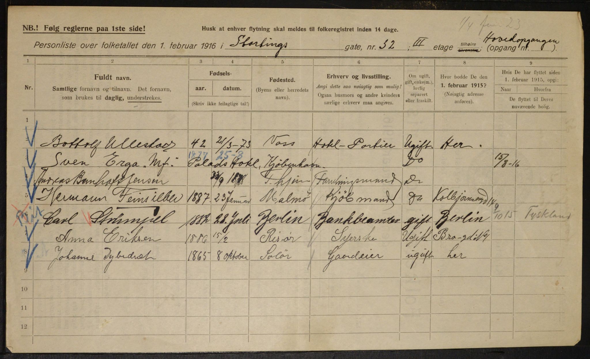 OBA, Municipal Census 1916 for Kristiania, 1916, p. 106378