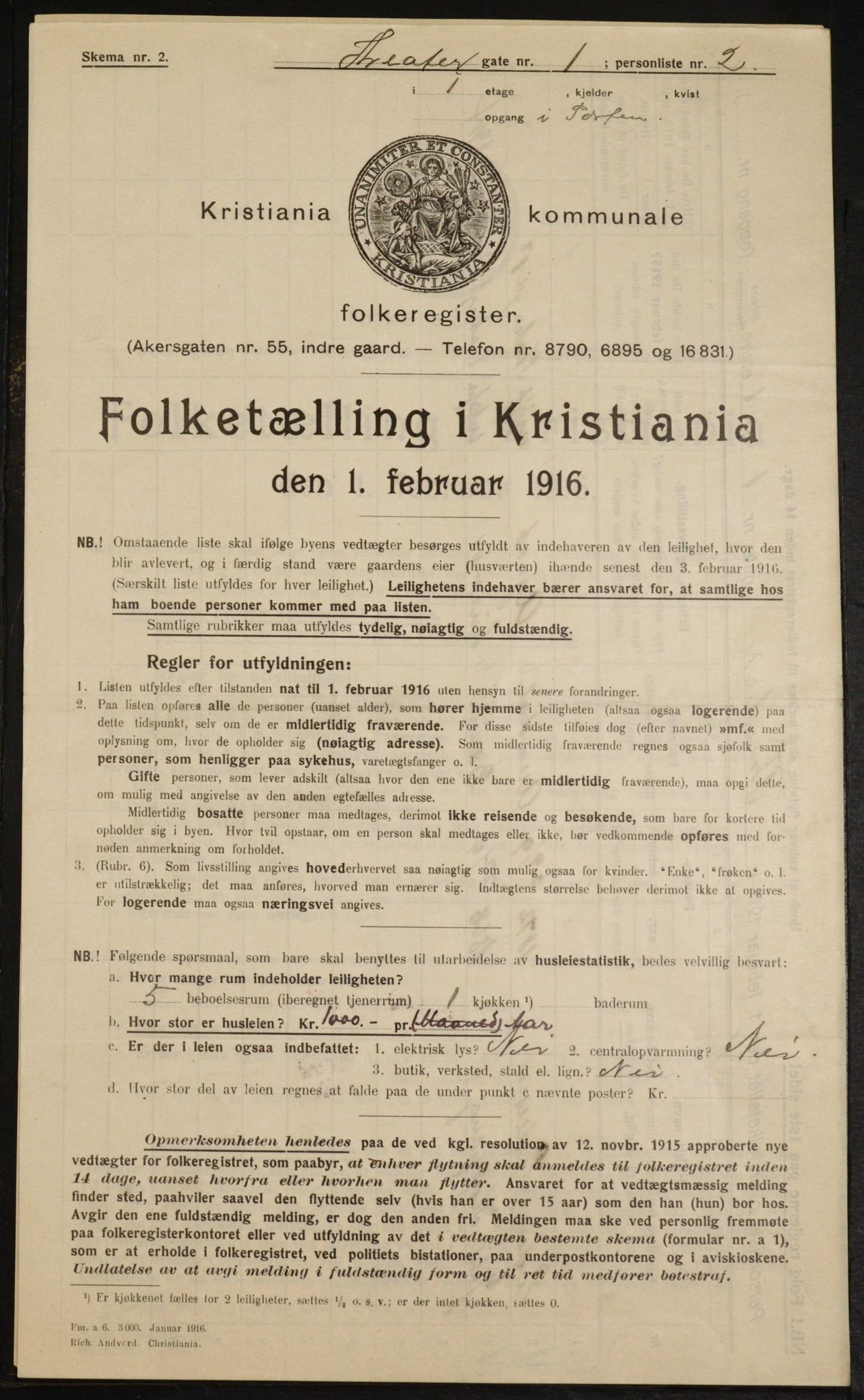 OBA, Municipal Census 1916 for Kristiania, 1916, p. 110034