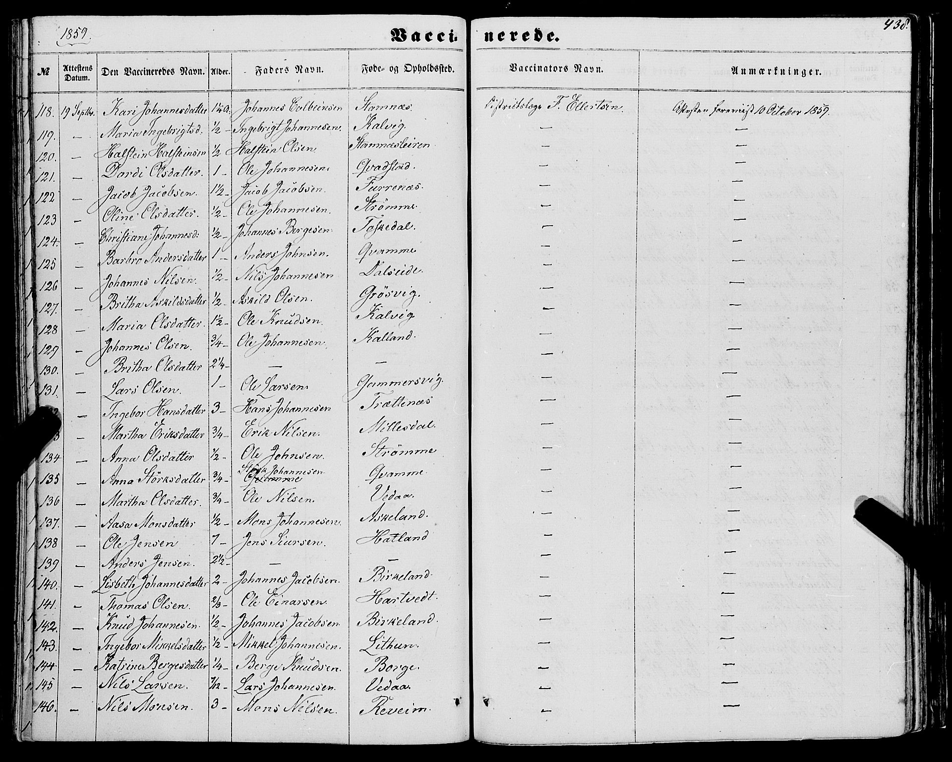 Haus sokneprestembete, AV/SAB-A-75601/H/Haa: Parish register (official) no. A 17, 1858-1870, p. 438