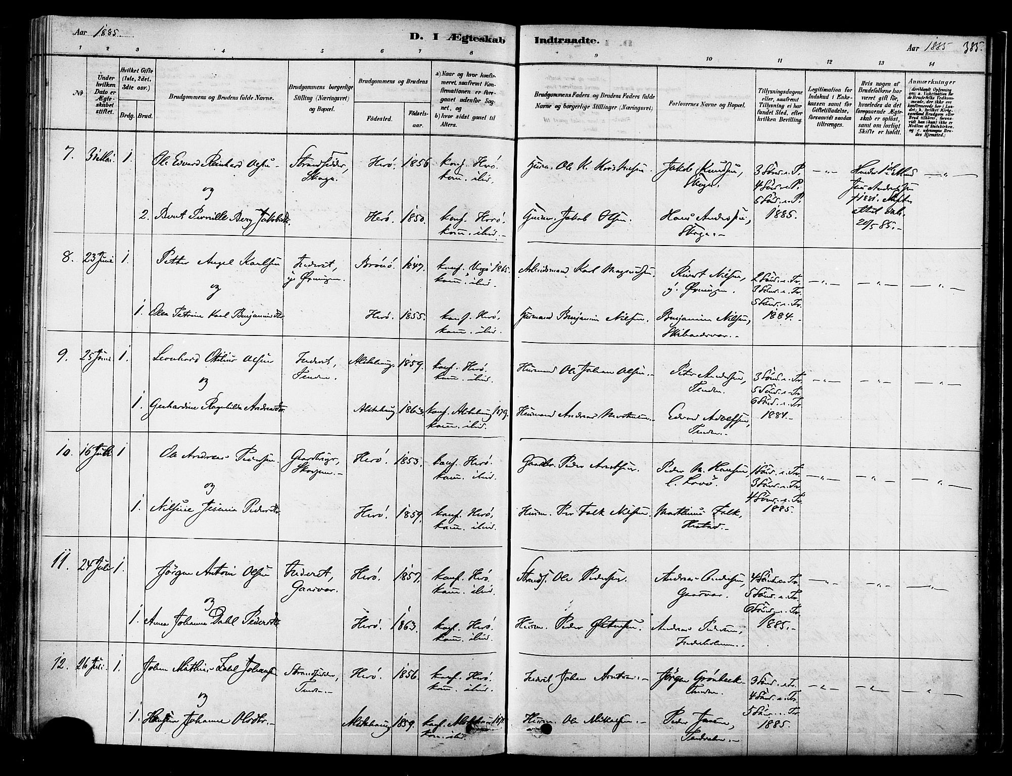 Ministerialprotokoller, klokkerbøker og fødselsregistre - Nordland, AV/SAT-A-1459/834/L0507: Parish register (official) no. 834A05, 1878-1892, p. 385