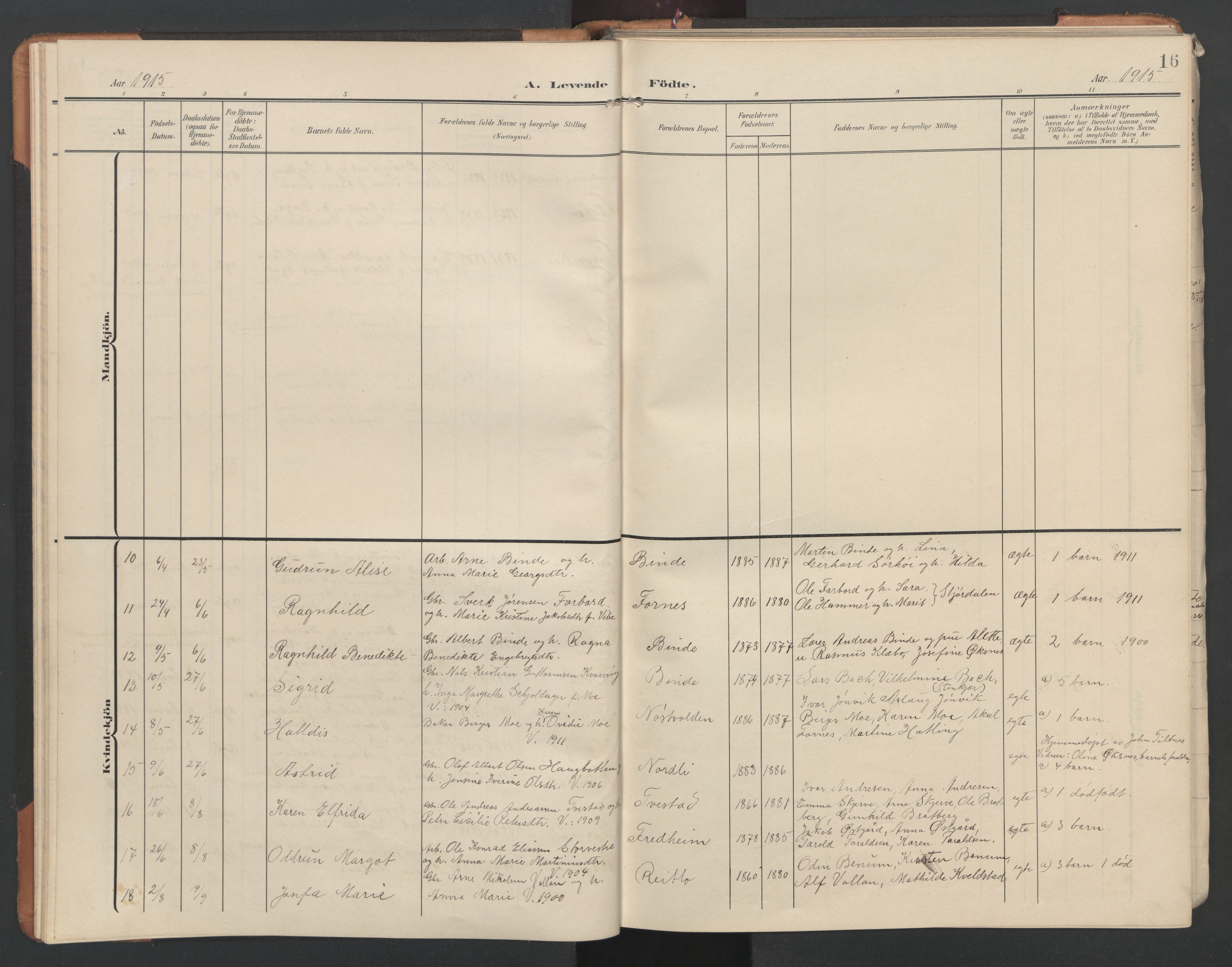 Ministerialprotokoller, klokkerbøker og fødselsregistre - Nord-Trøndelag, SAT/A-1458/746/L0455: Parish register (copy) no. 746C01, 1908-1933, p. 16