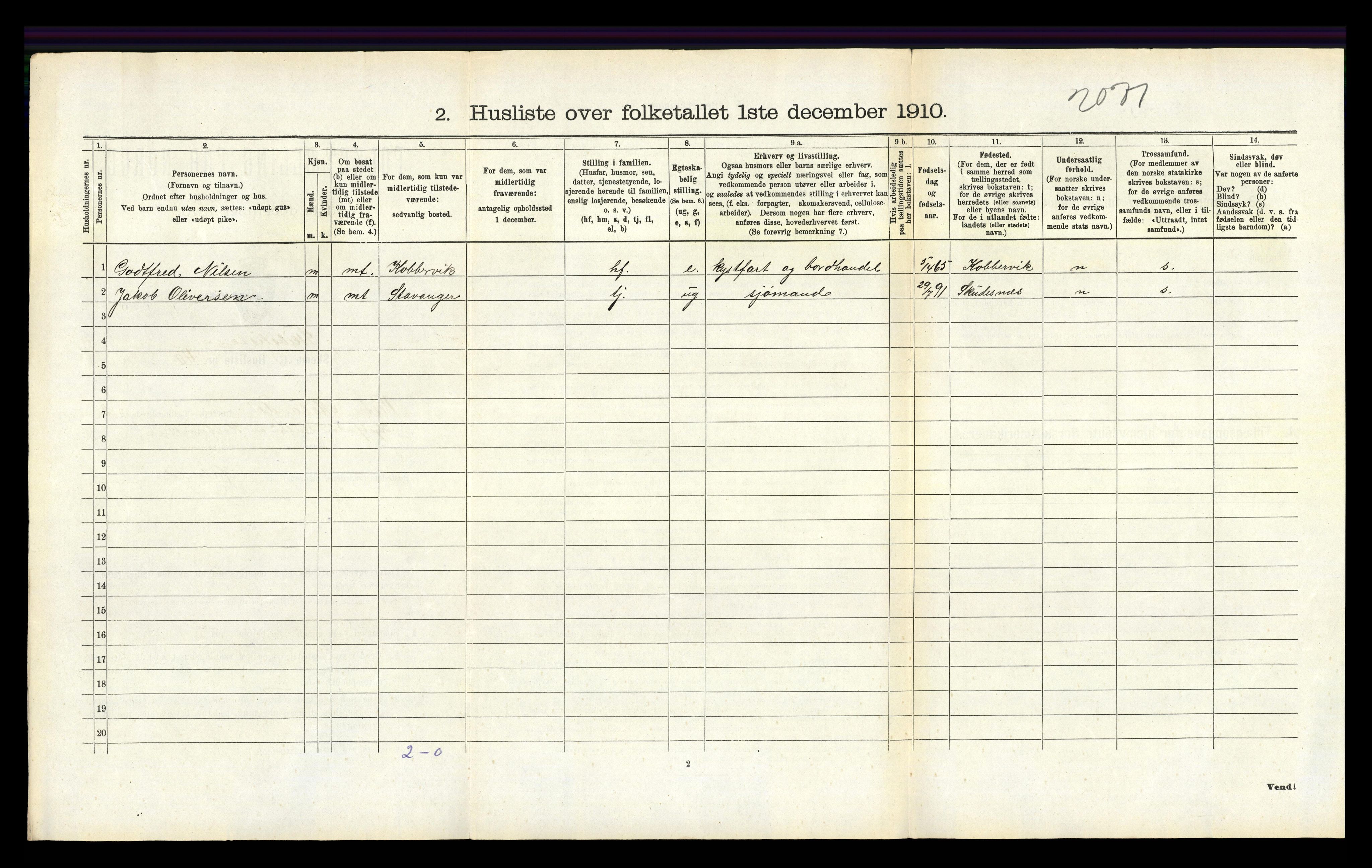 RA, 1910 census for Vestre Moland, 1910, p. 585