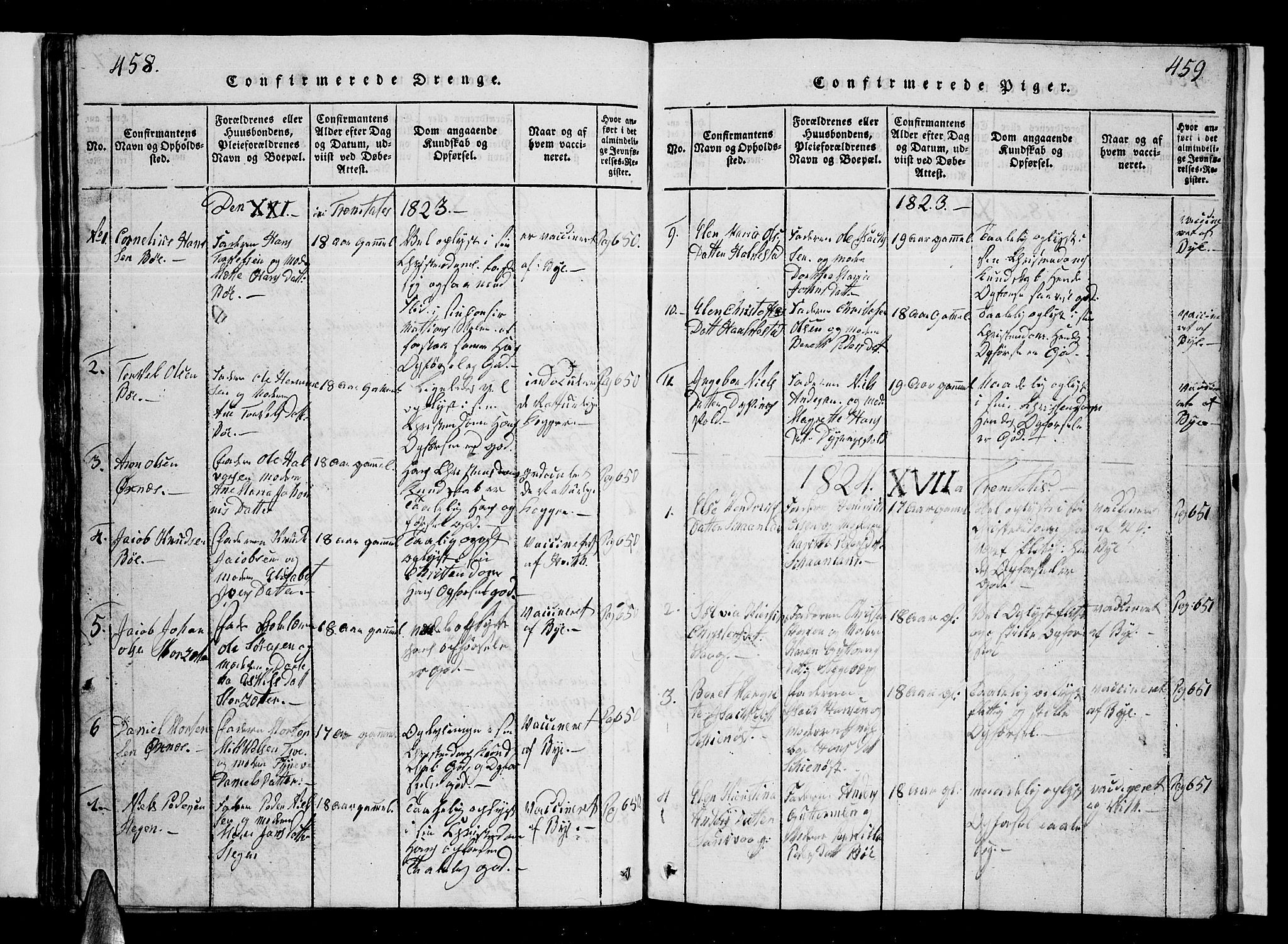 Ministerialprotokoller, klokkerbøker og fødselsregistre - Nordland, SAT/A-1459/855/L0812: Parish register (copy) no. 855C01, 1821-1838, p. 458-459