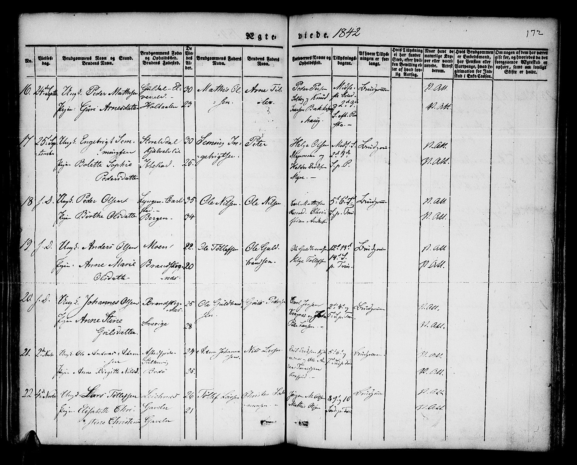 Lenvik sokneprestembete, SATØ/S-1310/H/Ha/Haa/L0004kirke: Parish register (official) no. 4, 1832-1844, p. 172