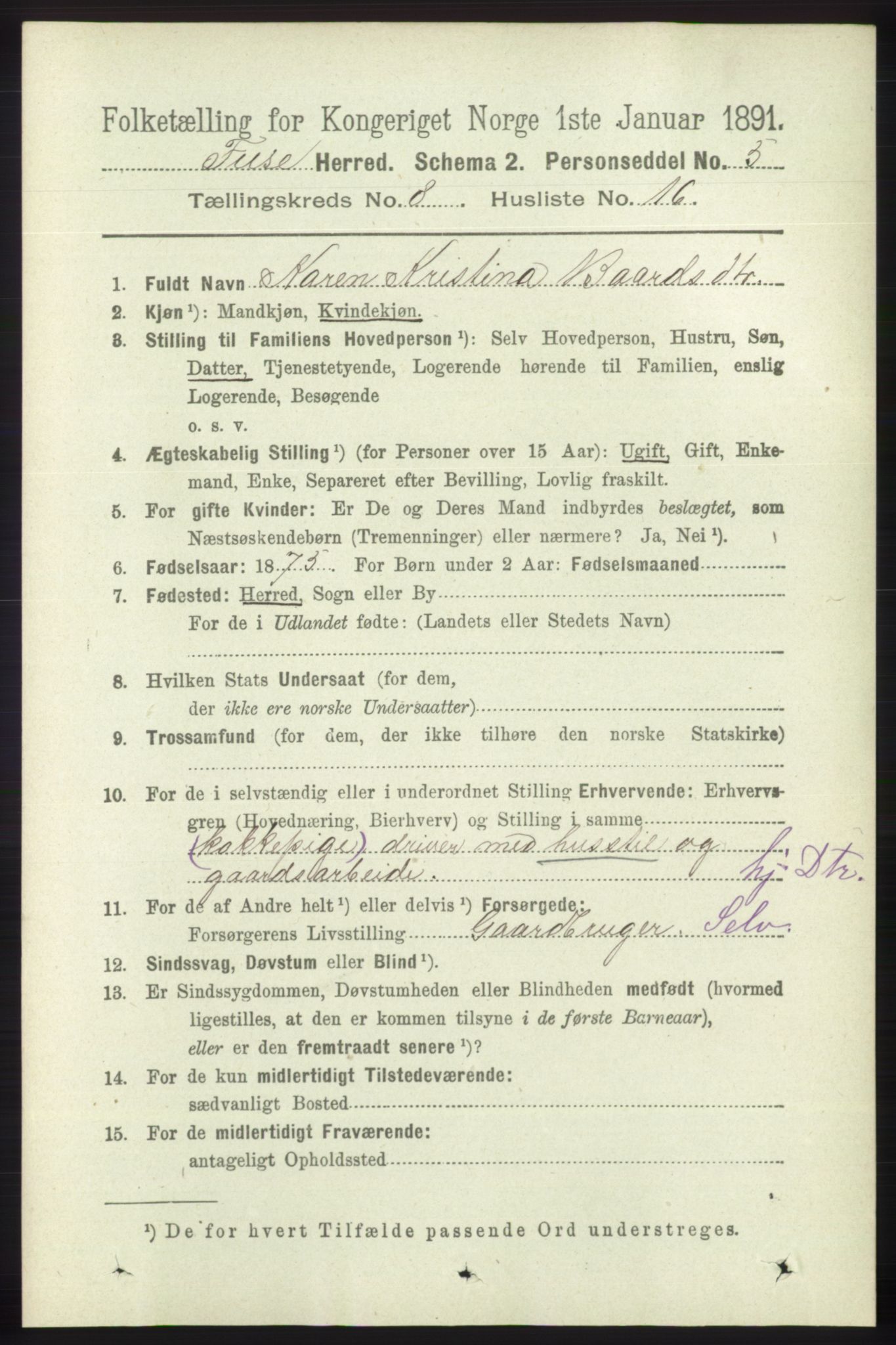 RA, 1891 census for 1241 Fusa, 1891, p. 1656