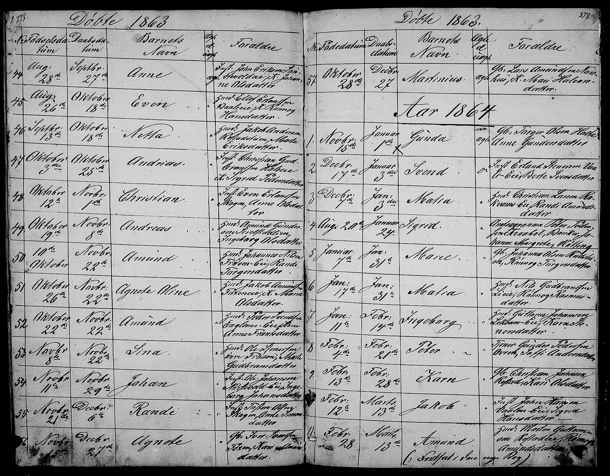 Gausdal prestekontor, SAH/PREST-090/H/Ha/Hab/L0003: Parish register (copy) no. 3, 1829-1864, p. 277-278
