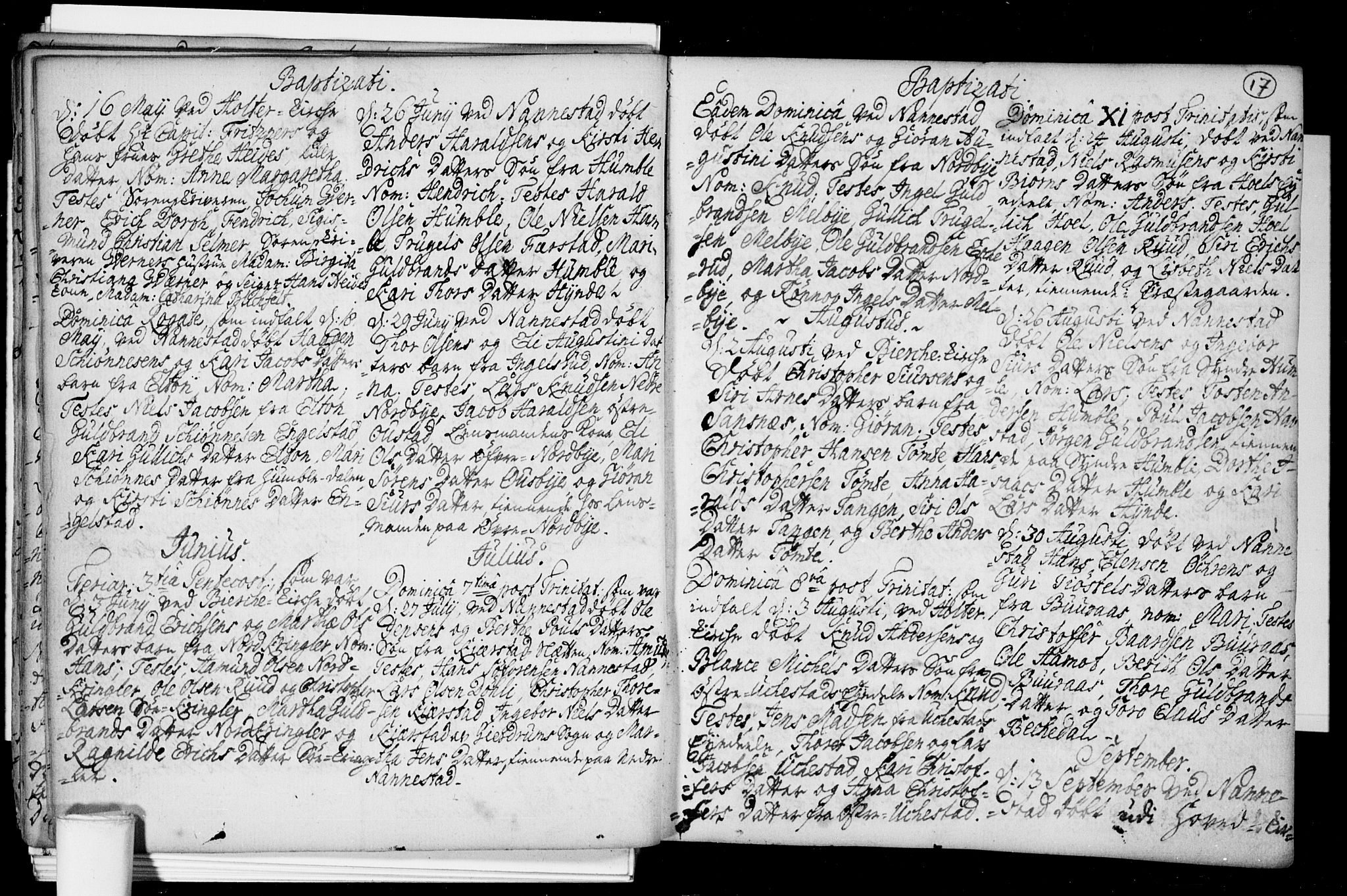 Nannestad prestekontor Kirkebøker, AV/SAO-A-10414a/F/Fa/L0005: Parish register (official) no. I 5, 1729-1738, p. 17