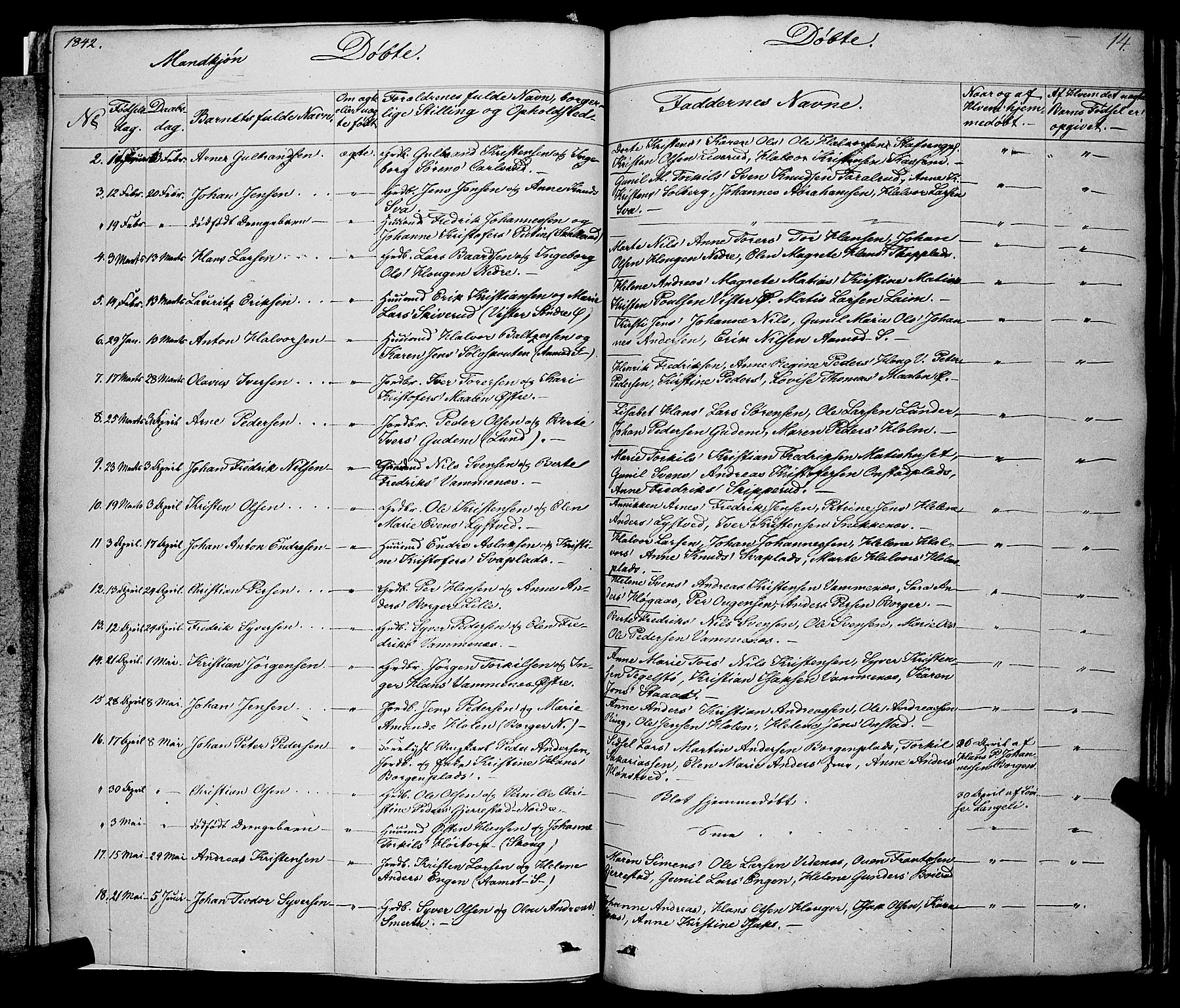 Skiptvet prestekontor Kirkebøker, SAO/A-20009/F/Fa/L0006: Parish register (official) no. 6, 1839-1860, p. 14