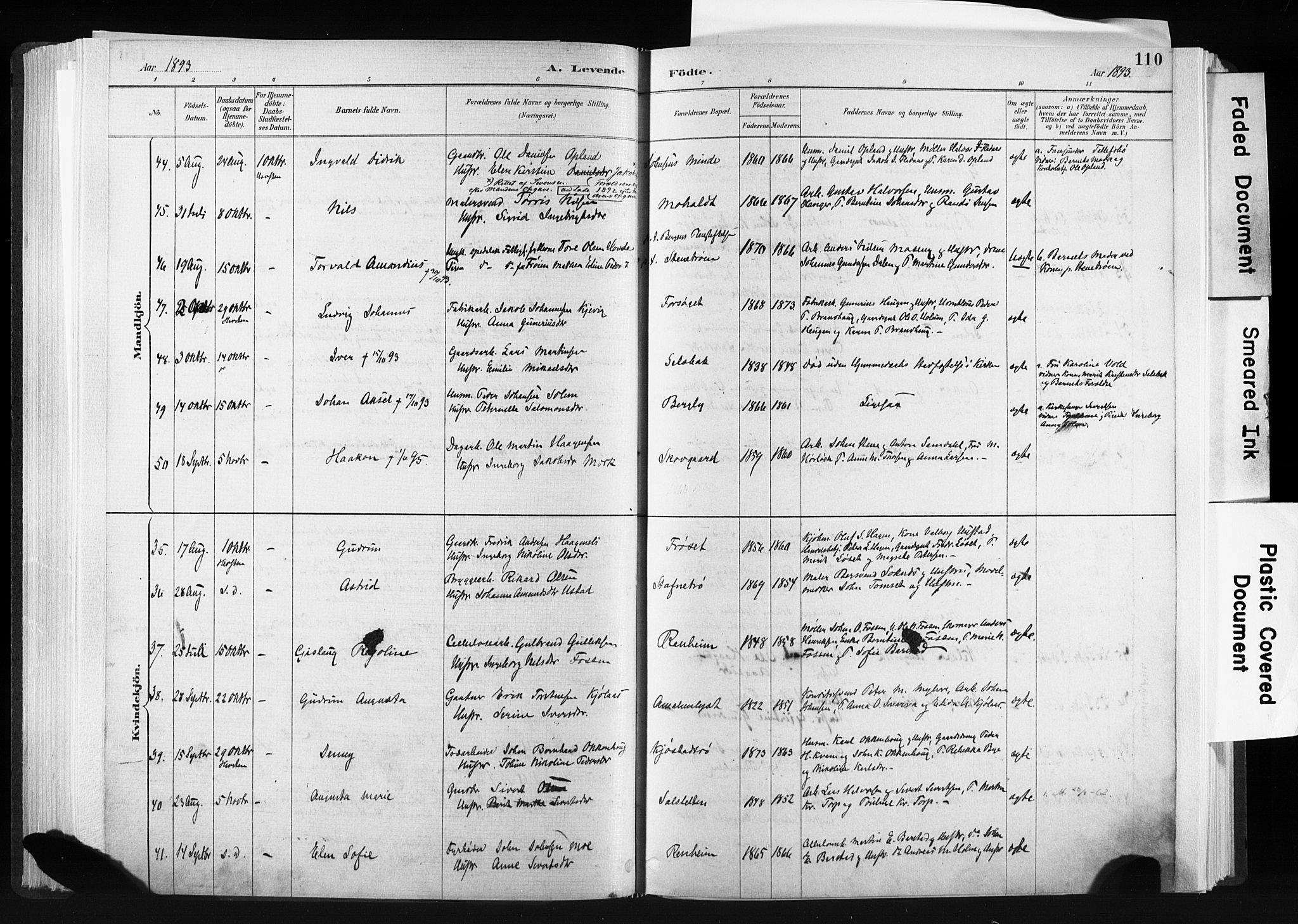 Ministerialprotokoller, klokkerbøker og fødselsregistre - Sør-Trøndelag, AV/SAT-A-1456/606/L0300: Parish register (official) no. 606A15, 1886-1893, p. 110