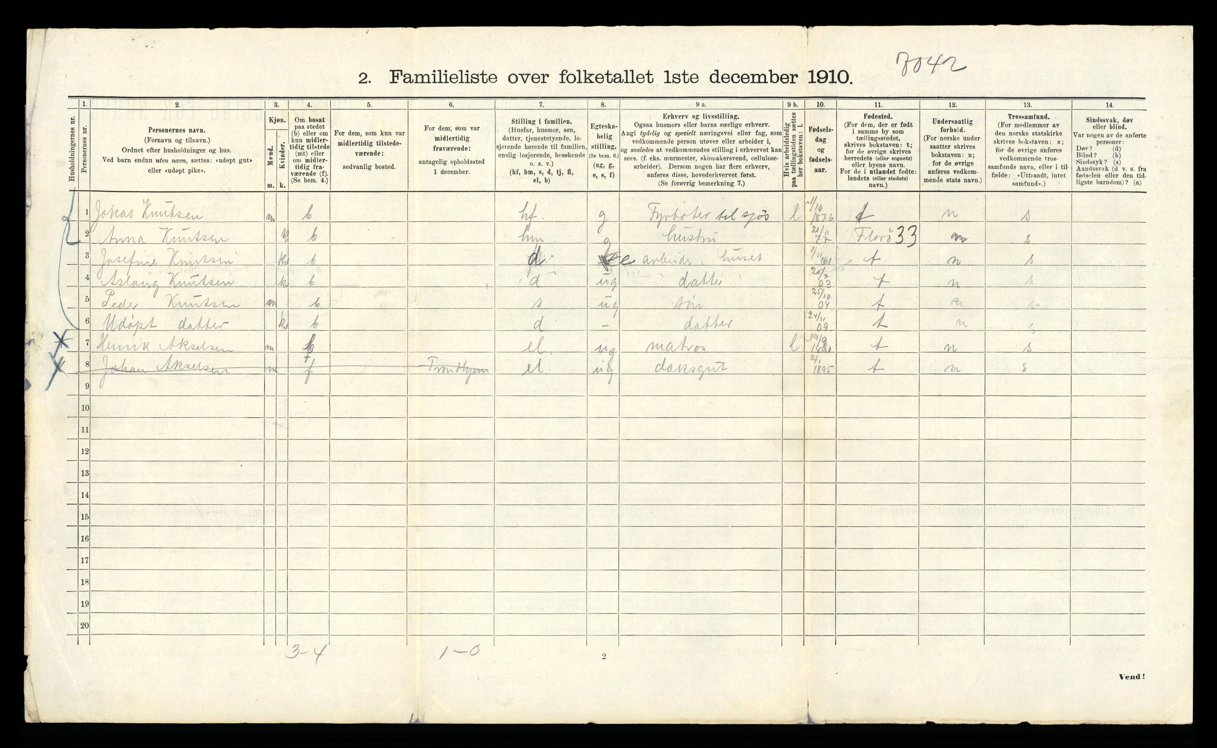 RA, 1910 census for Bergen, 1910, p. 40542