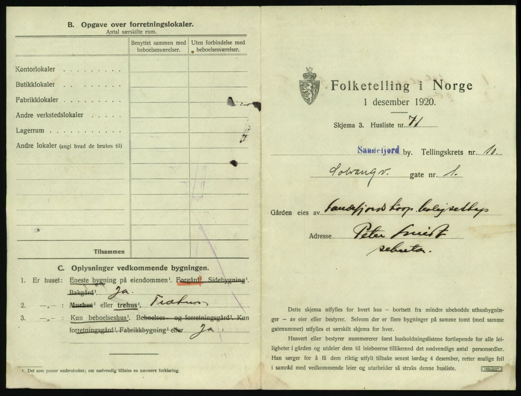 SAKO, 1920 census for Sandefjord, 1920, p. 1280