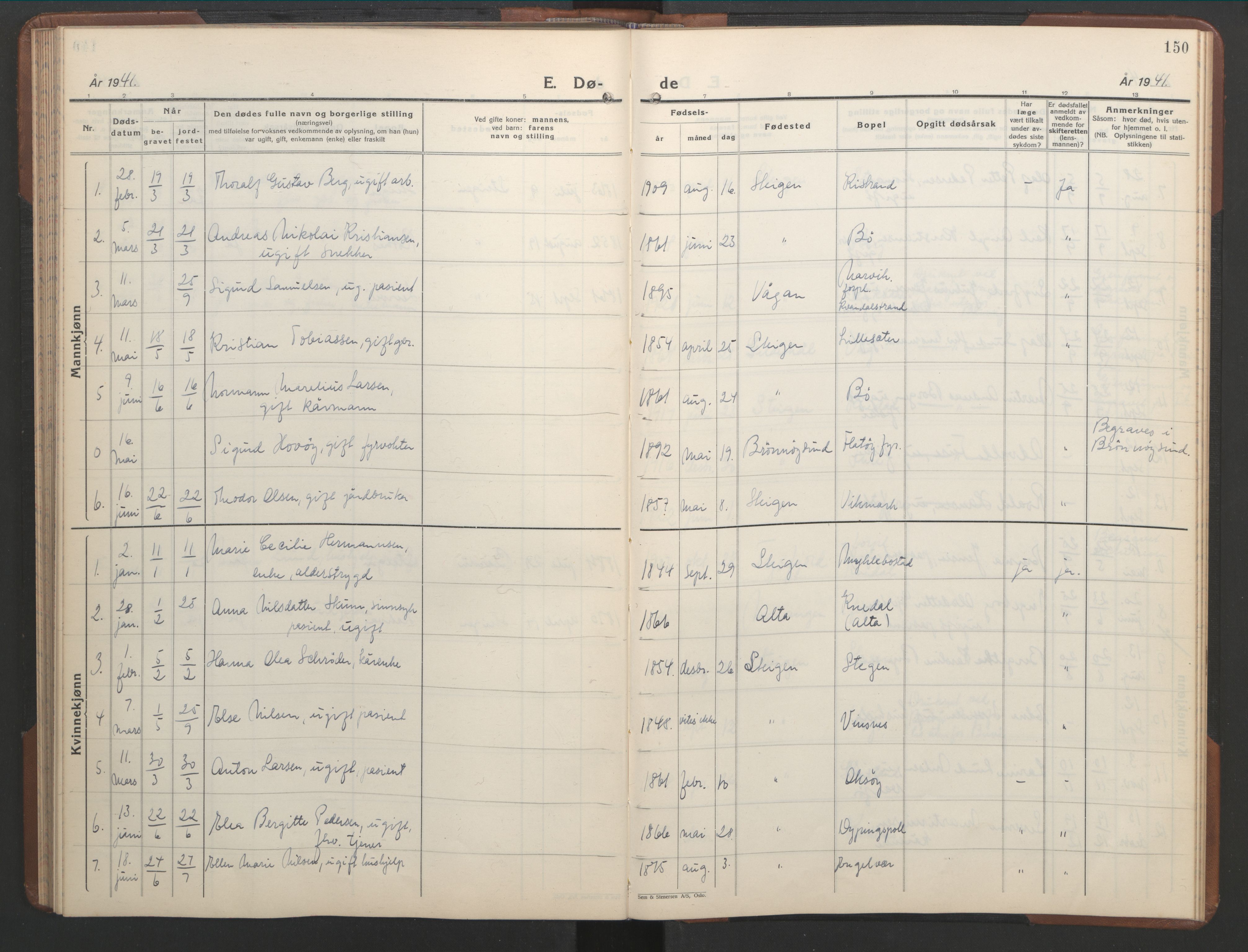 Ministerialprotokoller, klokkerbøker og fødselsregistre - Nordland, AV/SAT-A-1459/855/L0818: Parish register (copy) no. 855C07, 1935-1949, p. 150