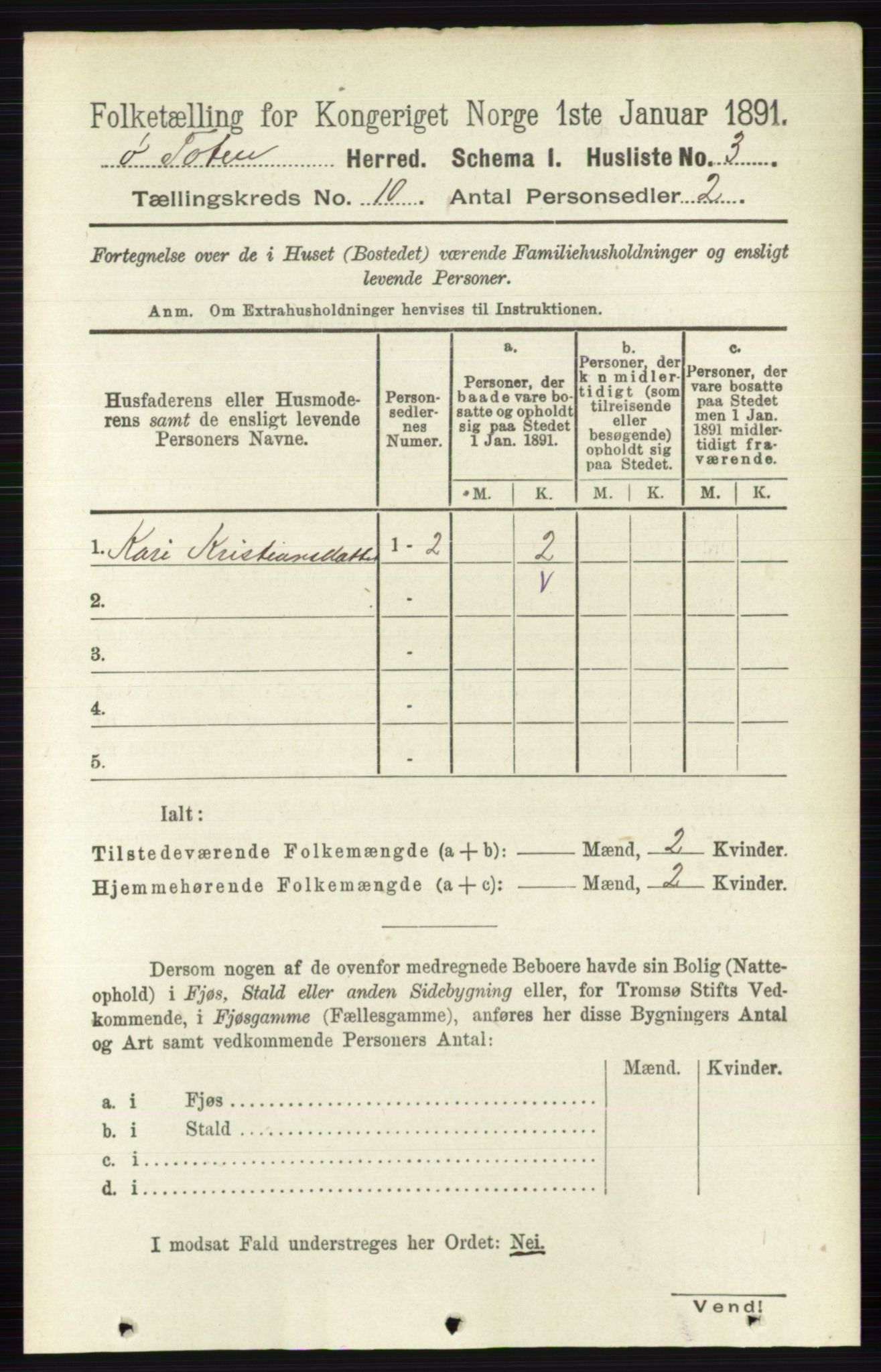 RA, 1891 census for 0528 Østre Toten, 1891, p. 6295