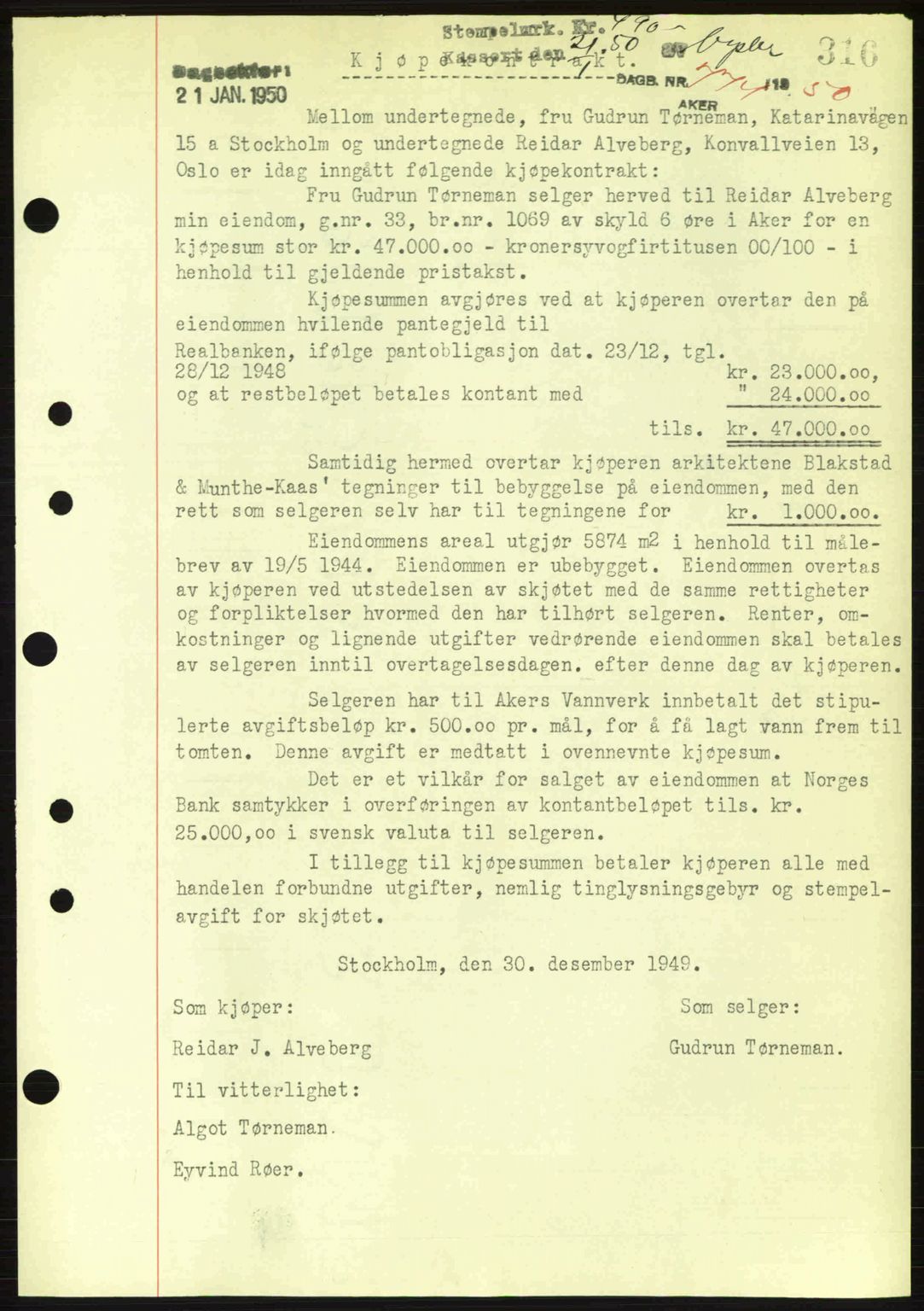 Oslo byskriverembete, AV/SAO-A-10227/G/Gb/Gbd/Gbda/L0017: Mortgage book no. A215, 1949-1950, Diary no: : 774/1950
