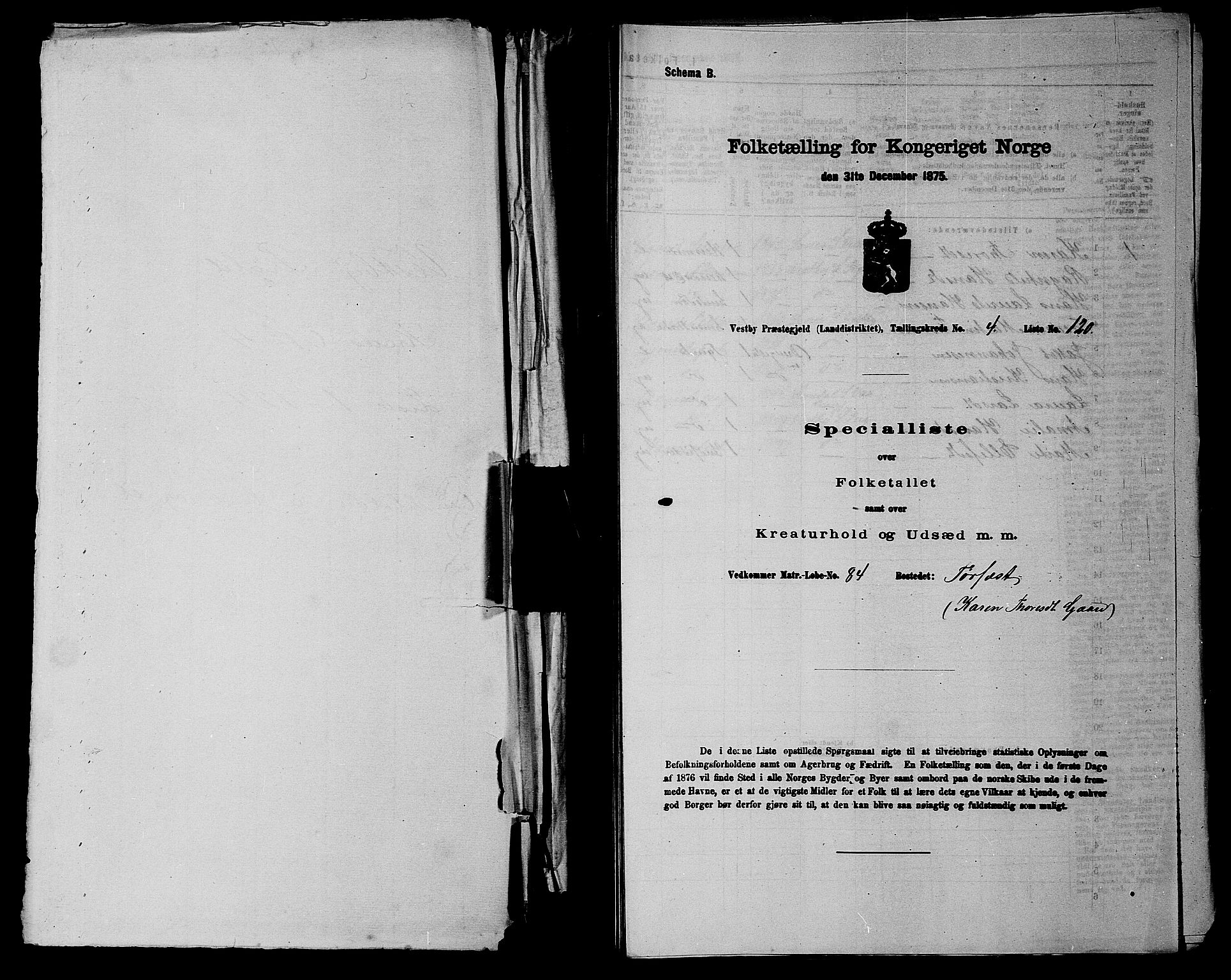 RA, 1875 census for 0211L Vestby/Vestby, Garder og Såner, 1875, p. 438