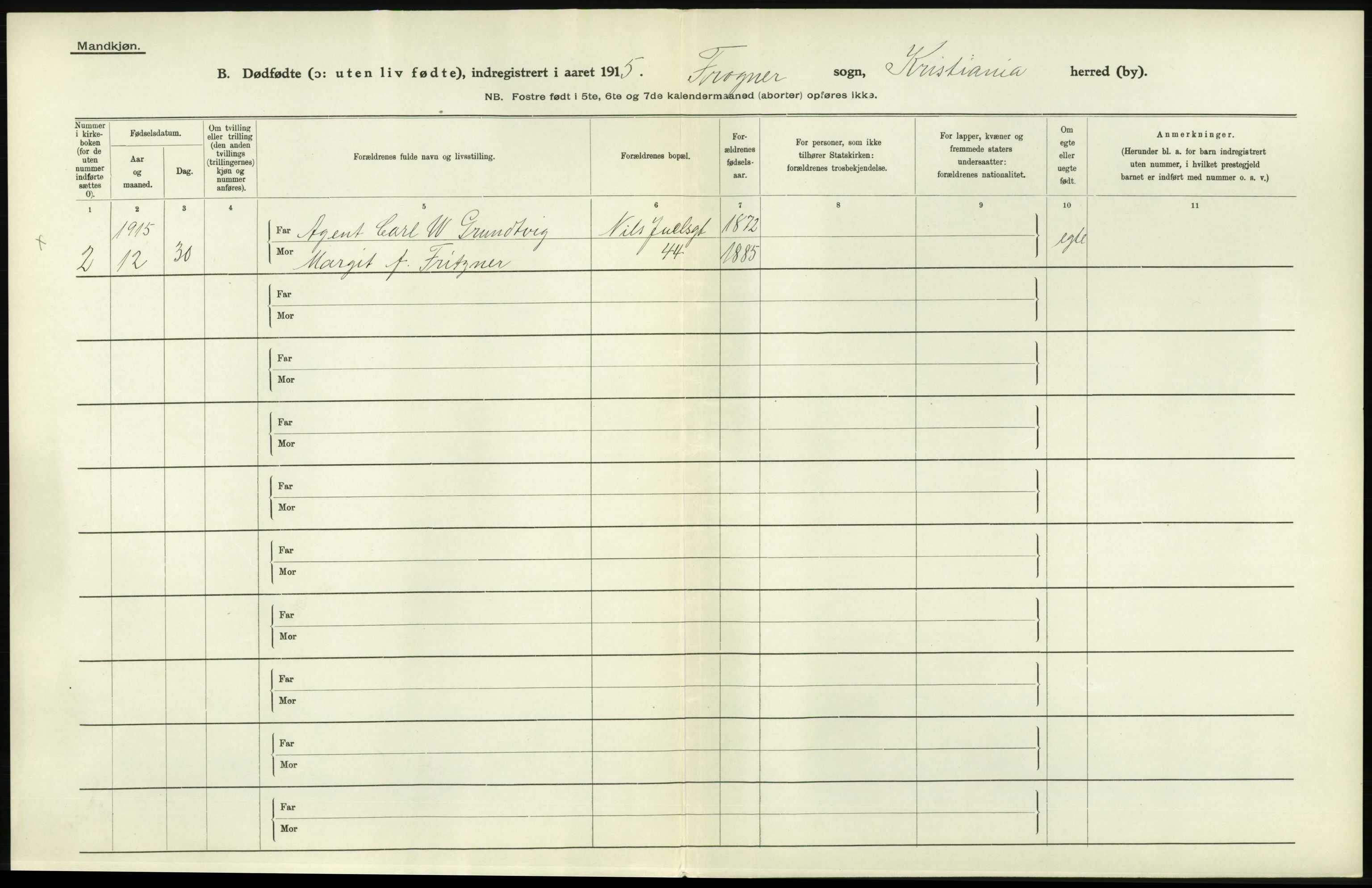 Statistisk sentralbyrå, Sosiodemografiske emner, Befolkning, RA/S-2228/D/Df/Dfb/Dfbe/L0010: Kristiania: Døde, dødfødte., 1915, p. 408