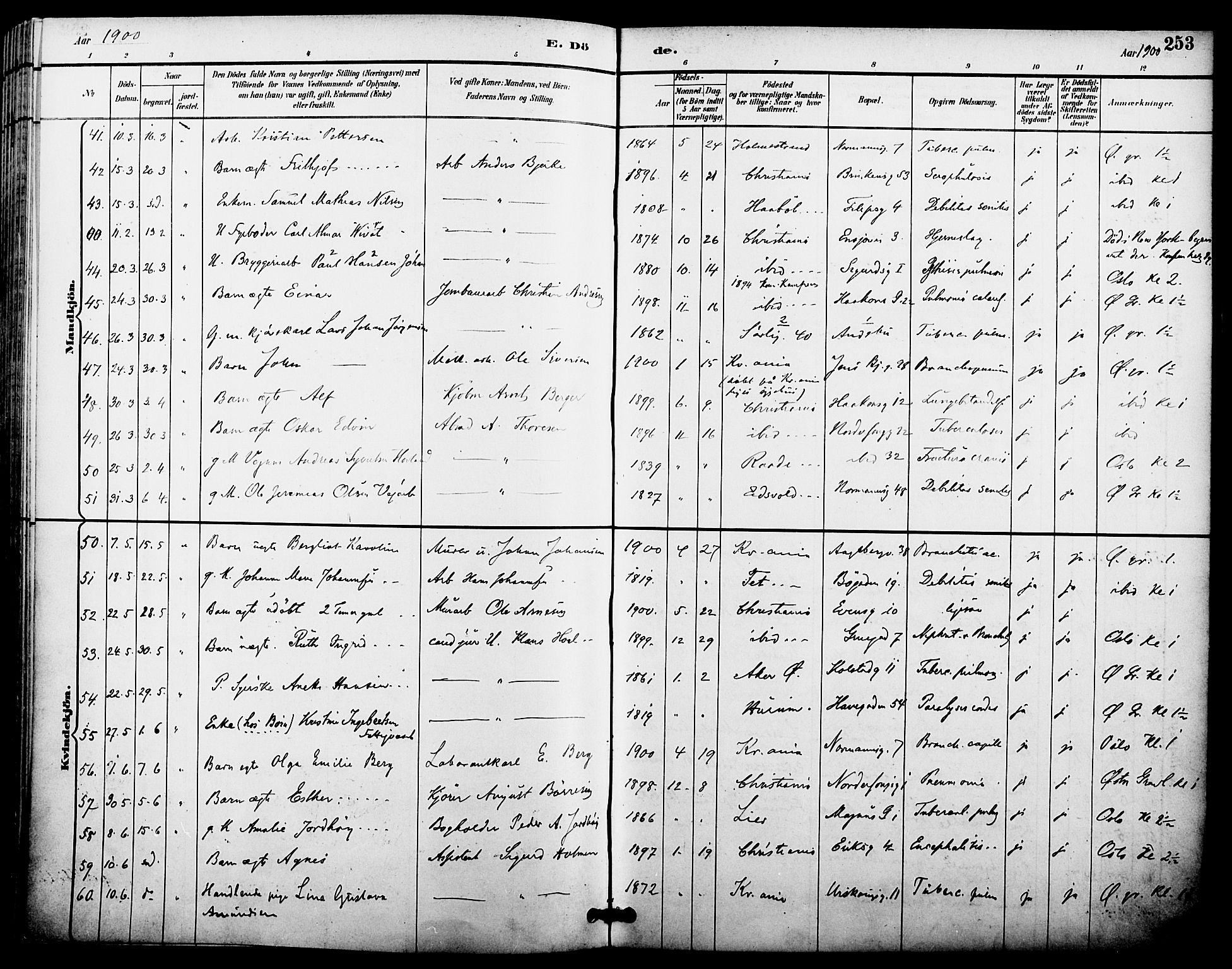 Kampen prestekontor Kirkebøker, SAO/A-10853/F/Fa/L0008: Parish register (official) no. I 8, 1892-1902, p. 253