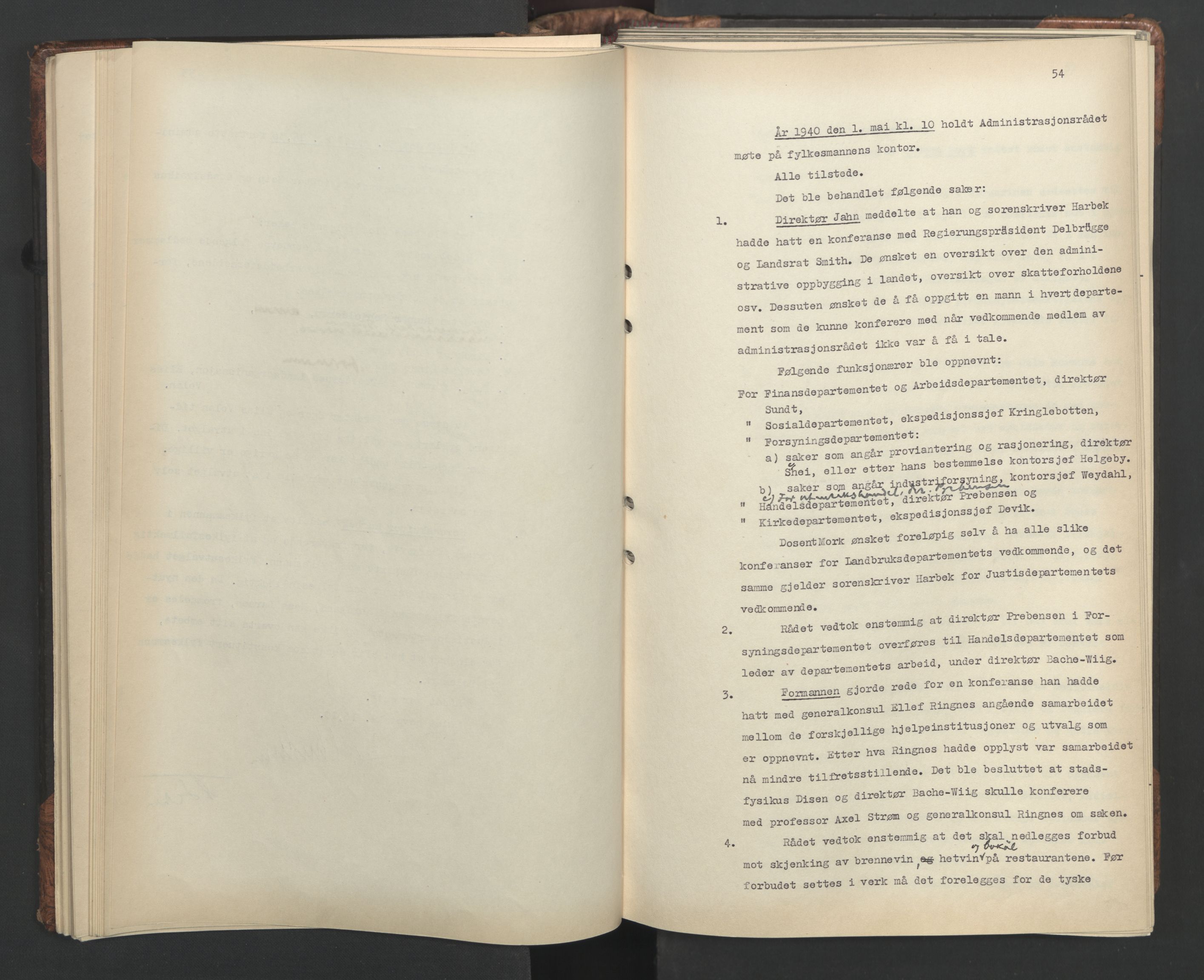 Administrasjonsrådet, RA/S-1004/A/L0001: Møteprotokoll med tillegg 15/4-25/9, 1940, p. 54