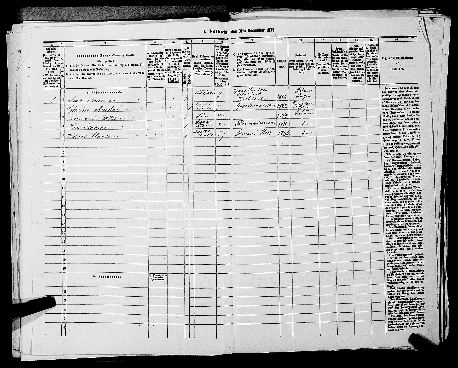 SAKO, 1875 census for 0818P Solum, 1875, p. 1270