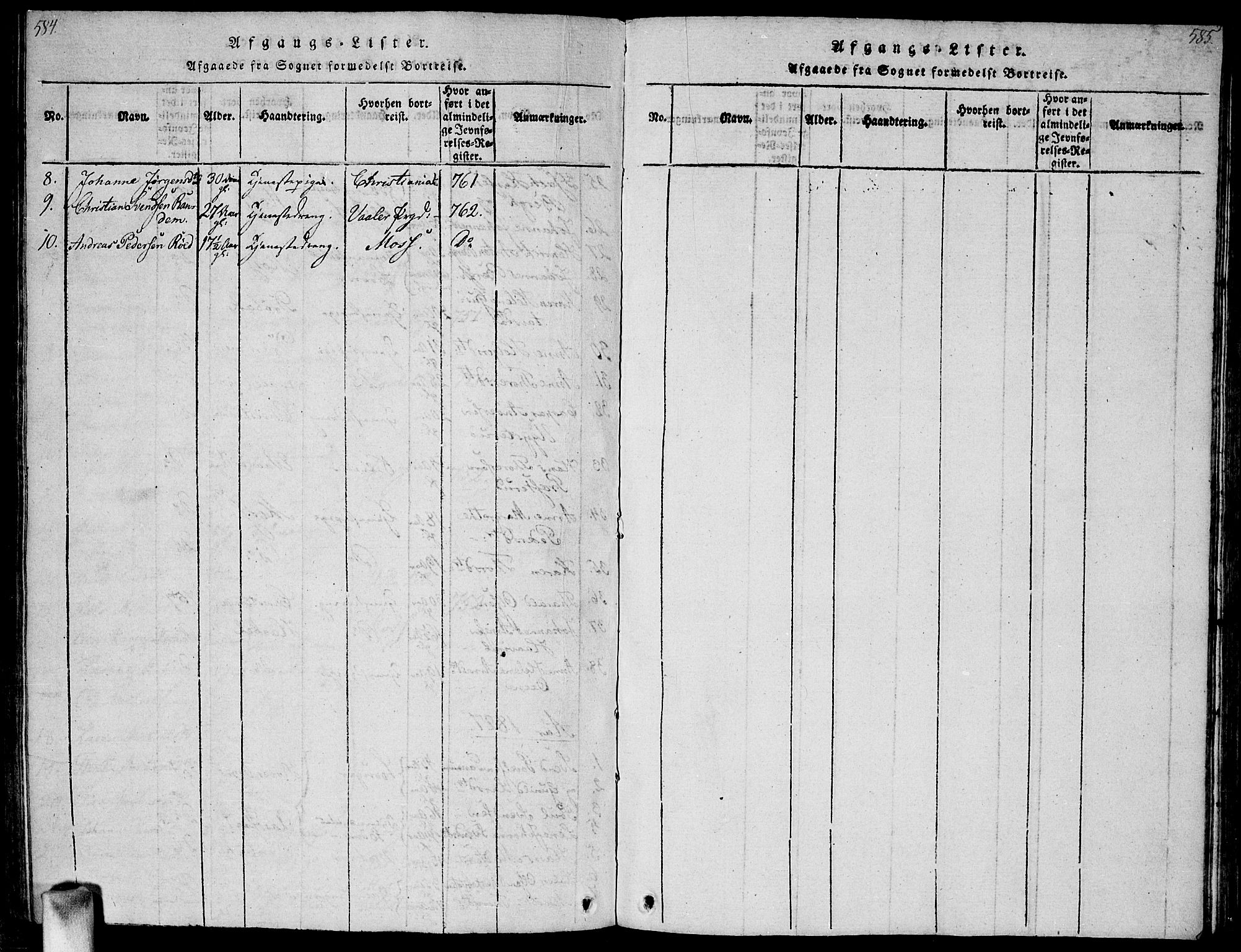Vestby prestekontor Kirkebøker, SAO/A-10893/G/Ga/L0001: Parish register (copy) no. I 1, 1814-1827, p. 584-585