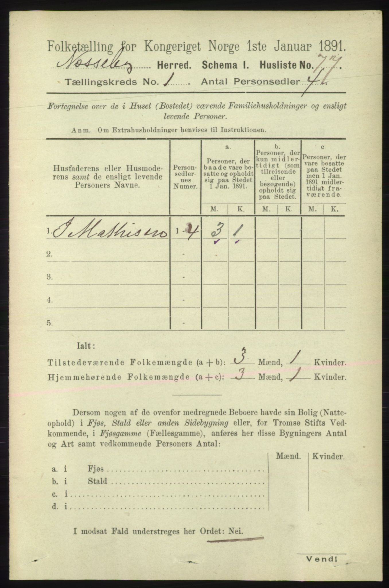 RA, 1891 census for 2027 Nesseby, 1891, p. 98