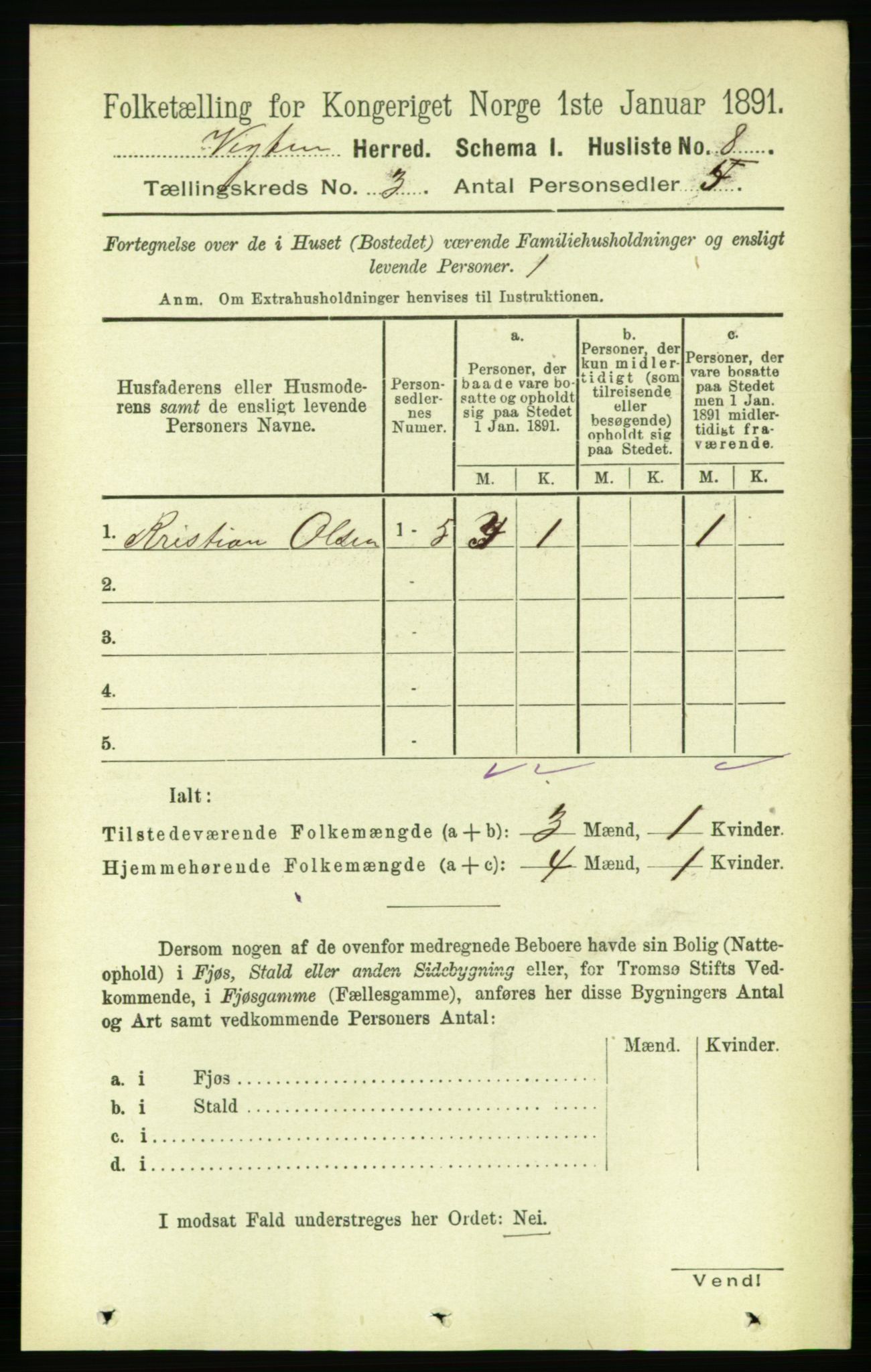 RA, 1891 census for 1750 Vikna, 1891, p. 1666