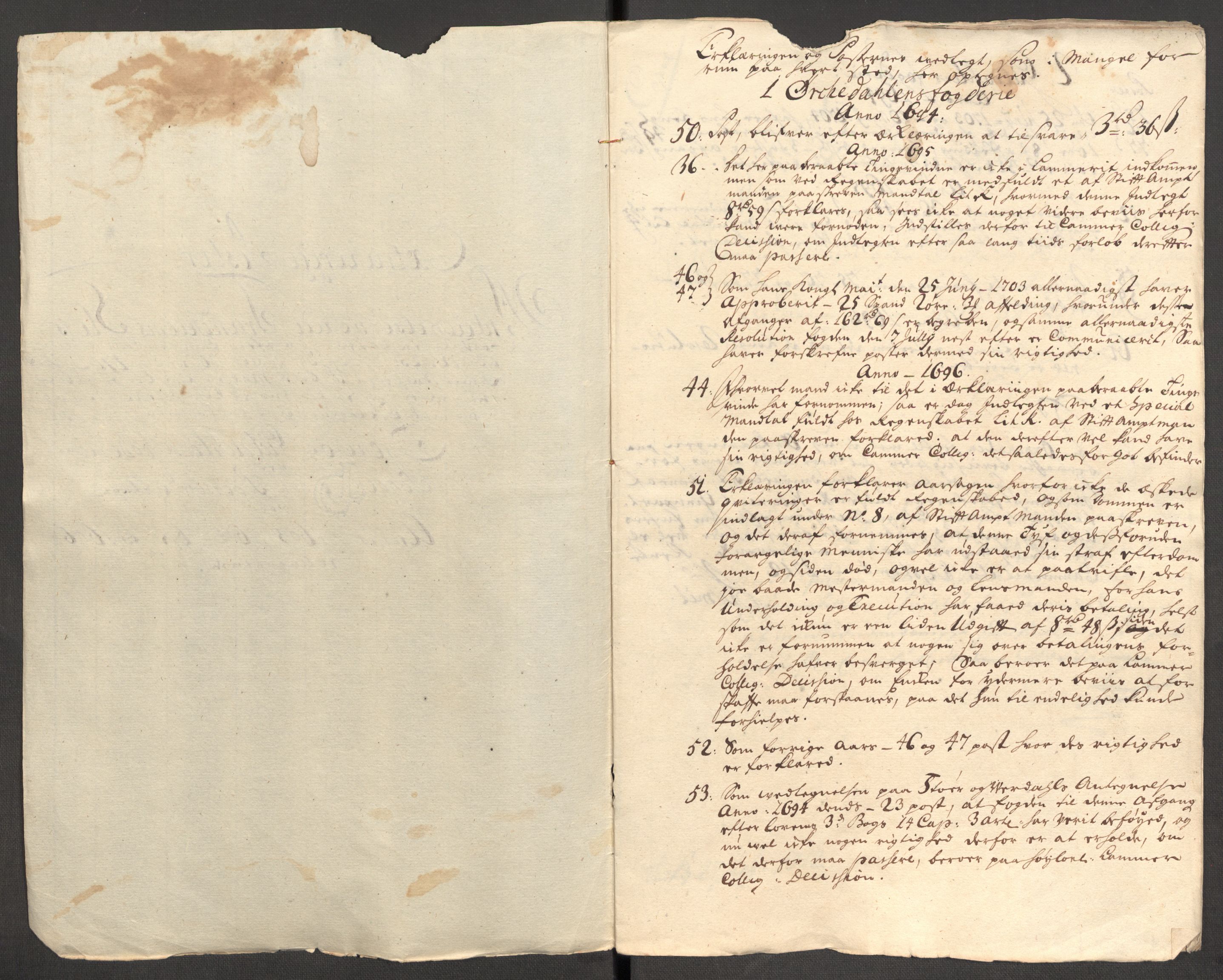 Rentekammeret inntil 1814, Reviderte regnskaper, Fogderegnskap, RA/EA-4092/R60/L3946: Fogderegnskap Orkdal og Gauldal, 1696, p. 419