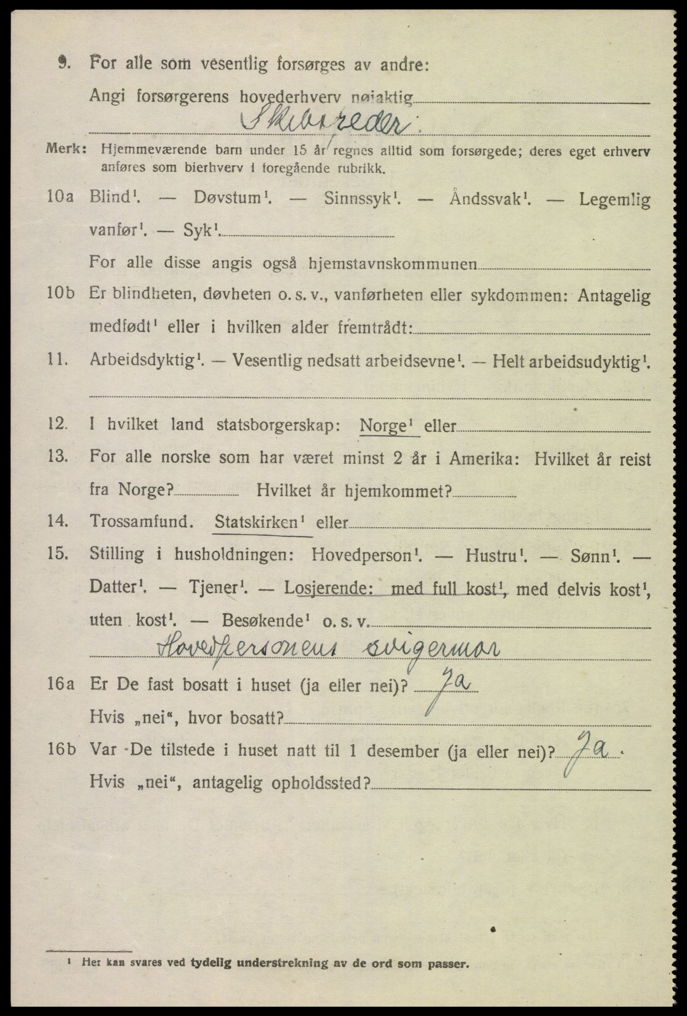 SAK, 1920 census for Lyngdal, 1920, p. 3002