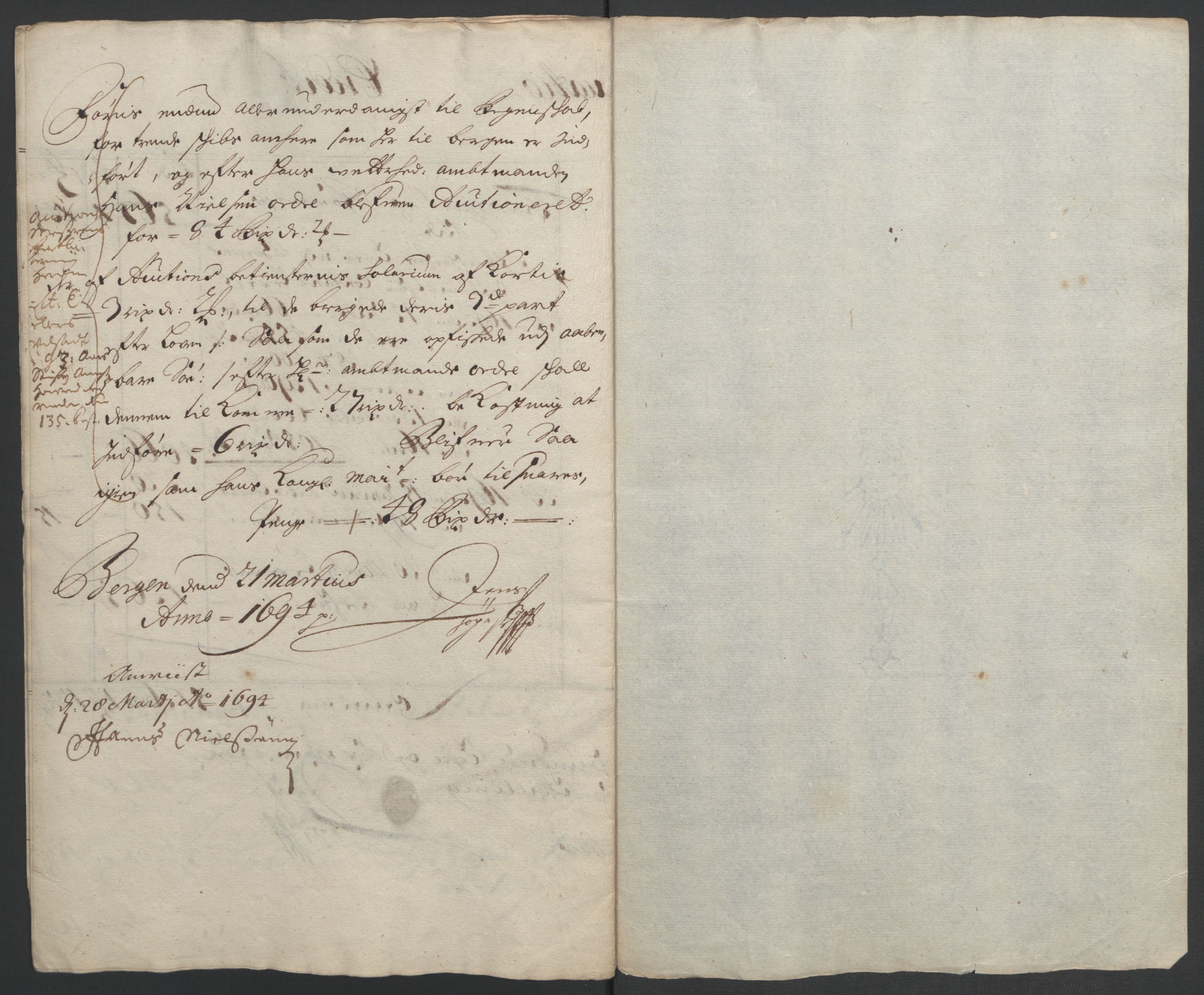 Rentekammeret inntil 1814, Reviderte regnskaper, Fogderegnskap, RA/EA-4092/R53/L3421: Fogderegnskap Sunn- og Nordfjord, 1693-1694, p. 11