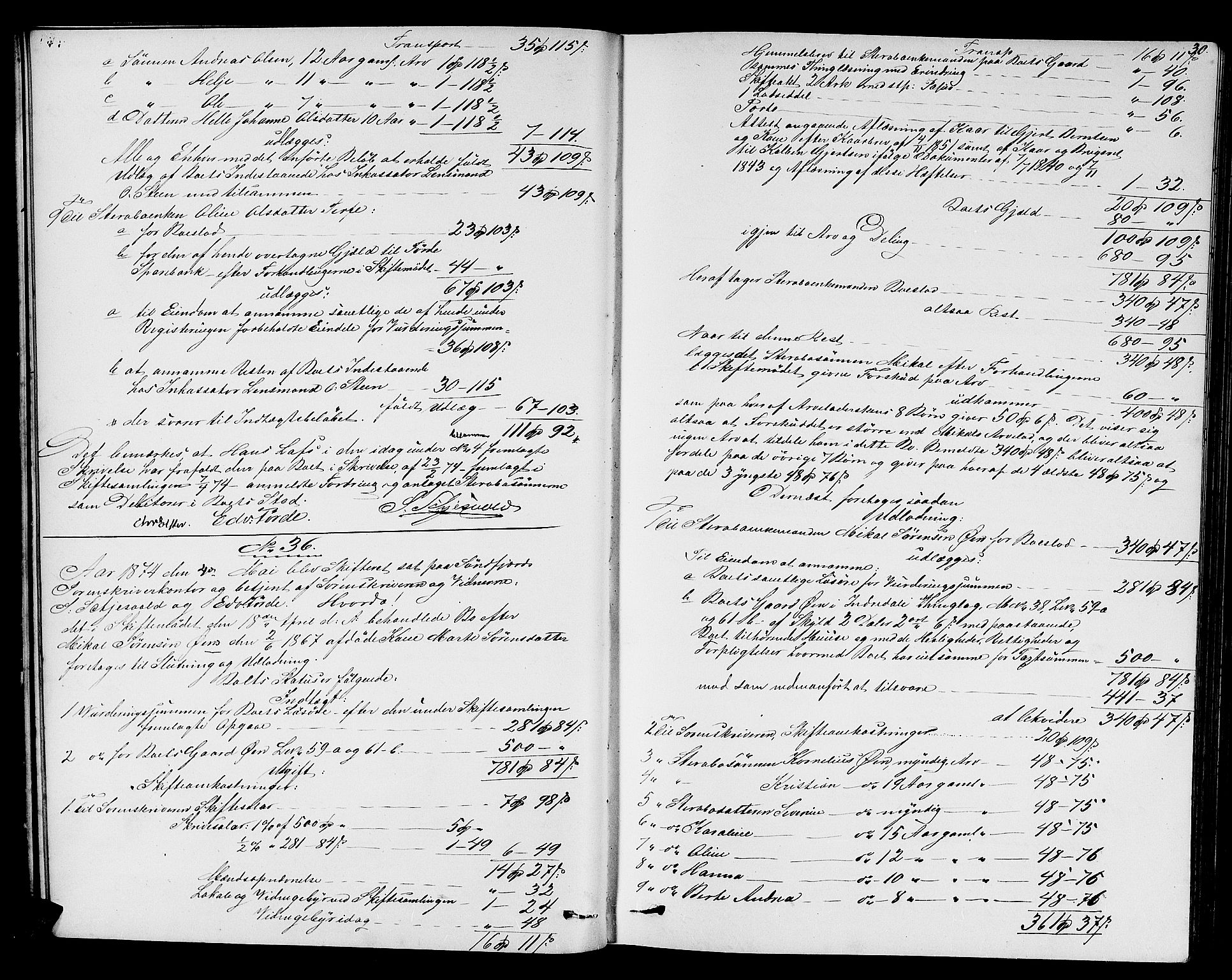 Sunnfjord tingrett, AV/SAB-A-3201/1/H/Hd/L0005: Skifteutlodningsprotokoll, 1874-1881, p. 29b-30a