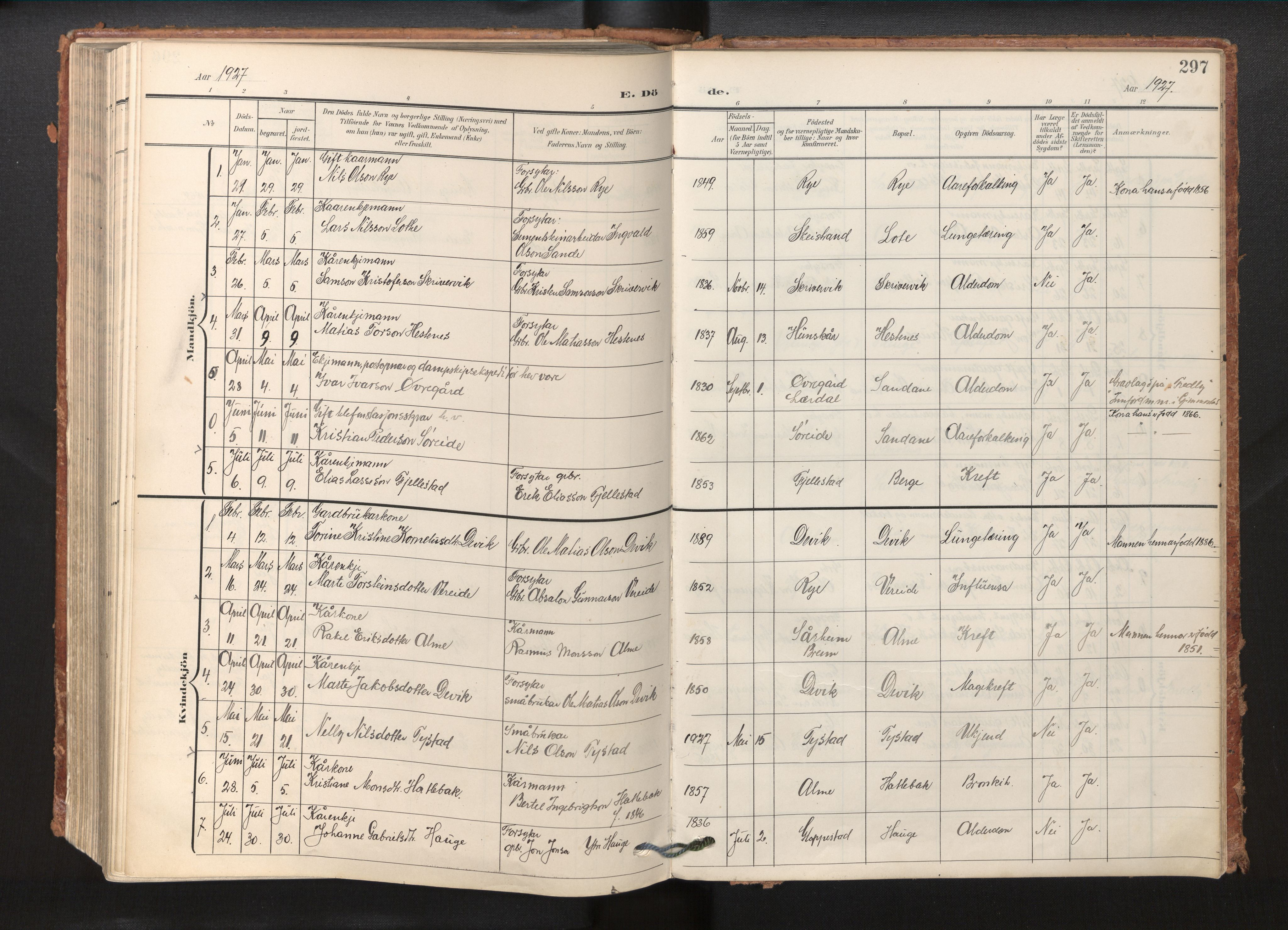 Gloppen sokneprestembete, AV/SAB-A-80101/H/Haa/Haab/L0002: Parish register (official) no. B 2, 1906-1932, p. 296b-297a